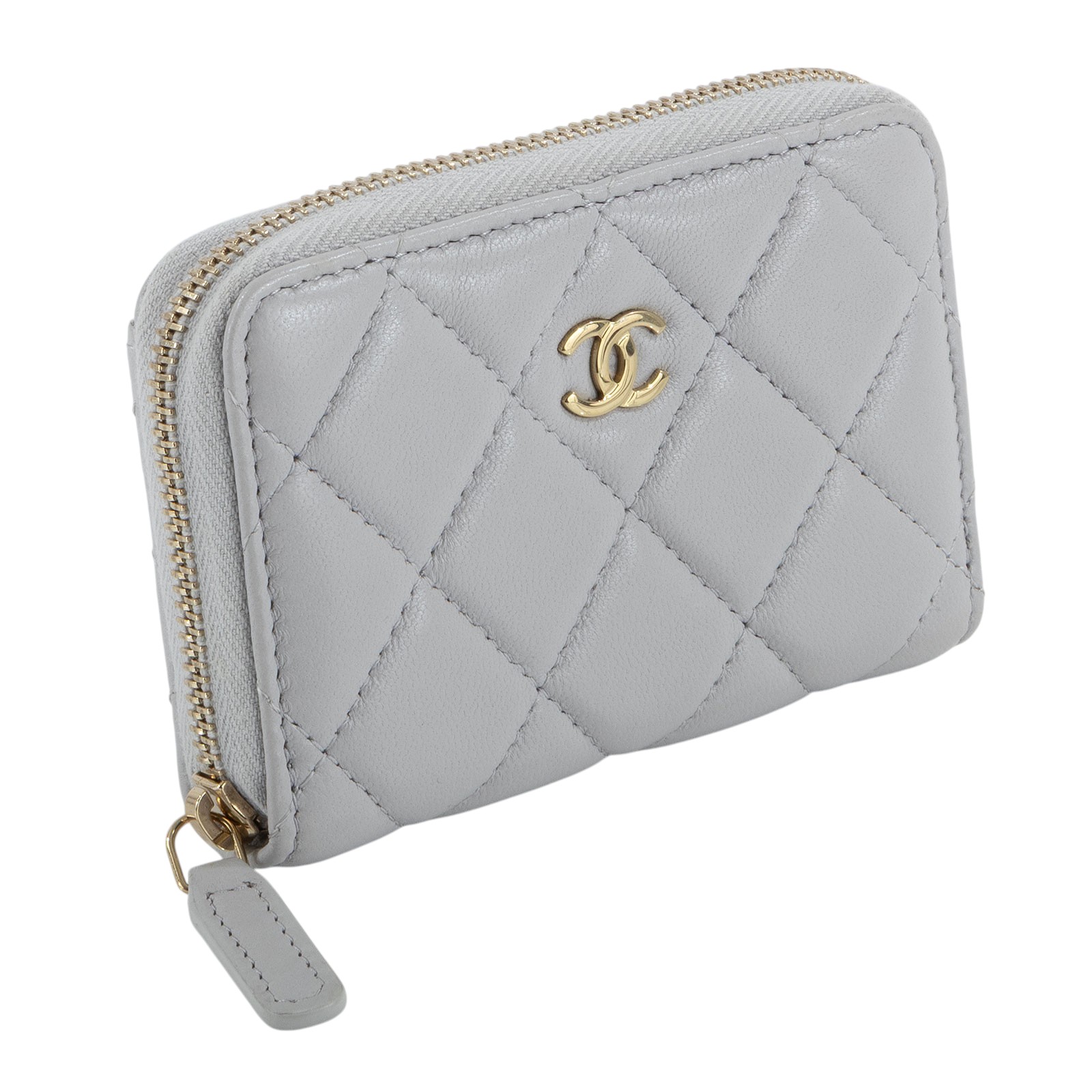 香奈兒 CHANEL 經典 拉鏈 零錢包 錢包 卡夾 AP0216 B06311 晶片款 灰羊金釦拉鍊零錢包 原廠盒子/防塵袋