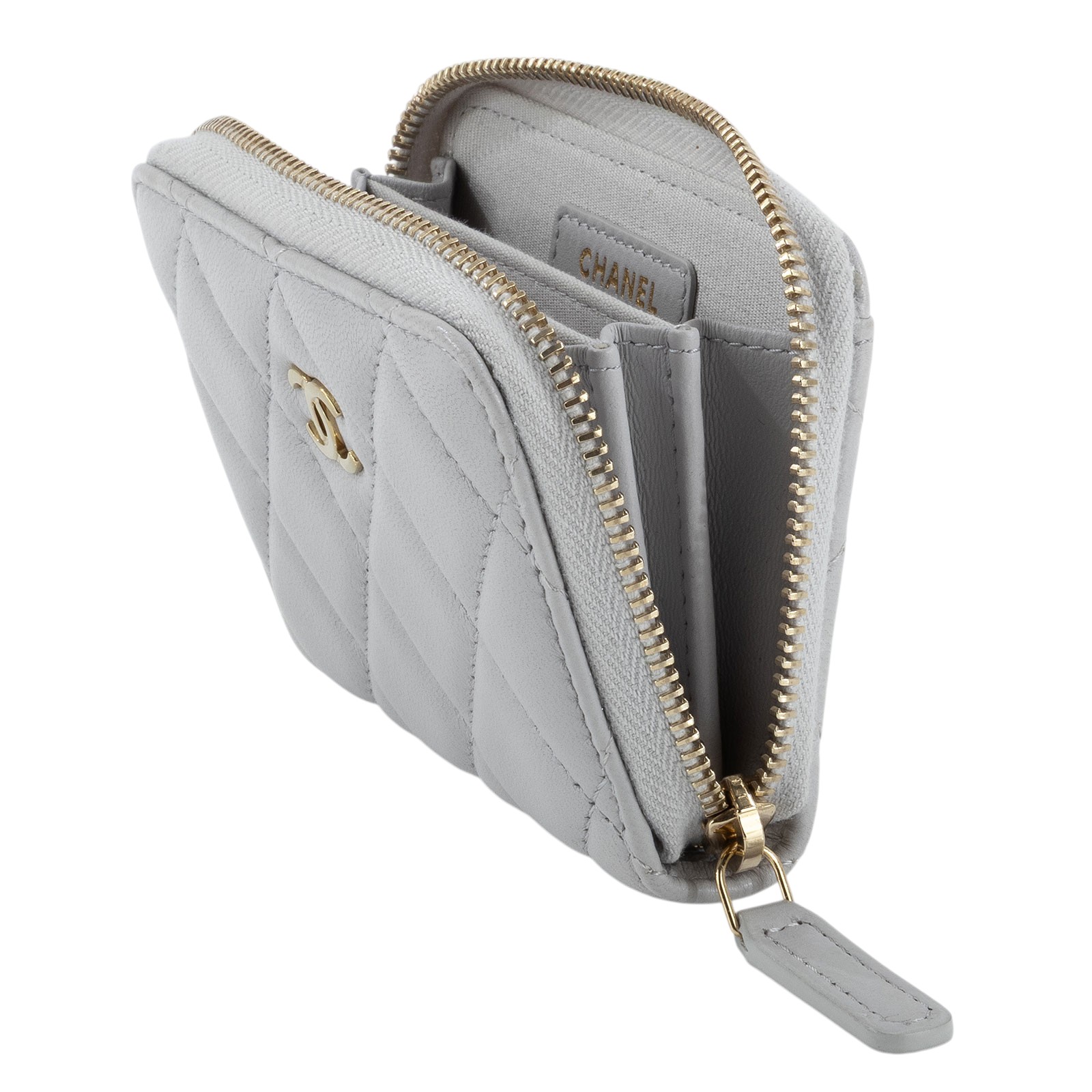 香奈兒 CHANEL 經典 拉鏈 零錢包 錢包 卡夾 AP0216 B06311 晶片款 灰羊金釦拉鍊零錢包 原廠盒子/防塵袋