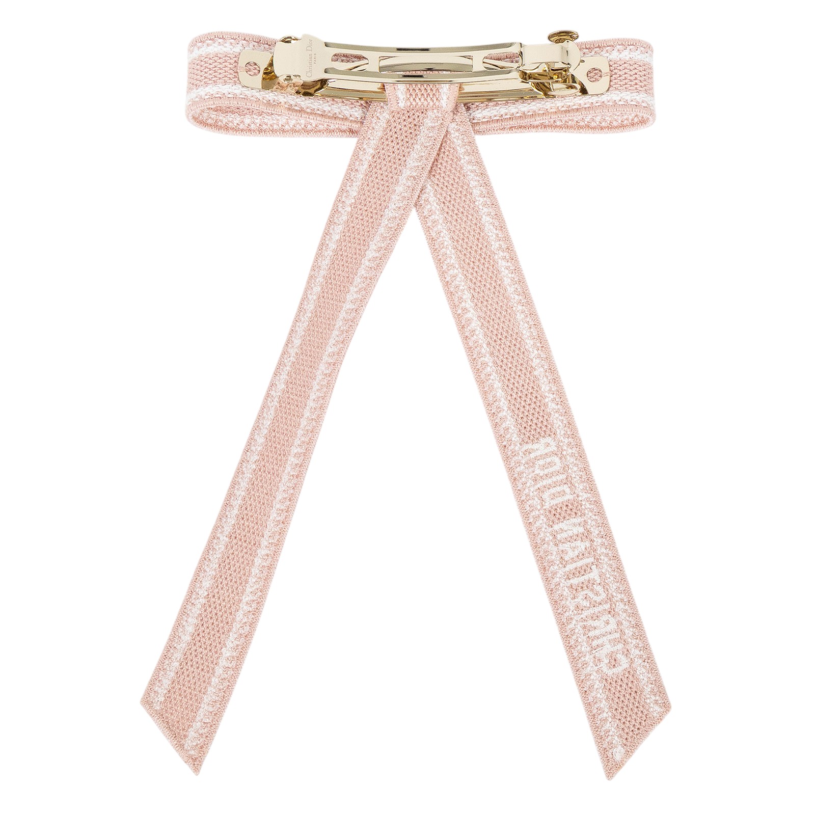 迪奧 CHRISTIAN DIOR Dior Twist 蝴蝶結 刺繡 45DTE952X130 粉蝴蝶夾髮夾 原廠盒子