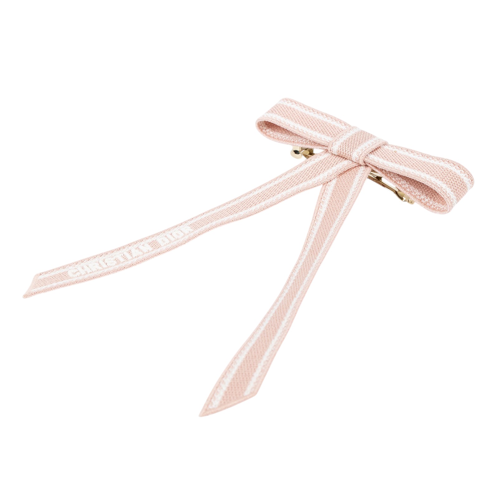 迪奧 CHRISTIAN DIOR Dior Twist 蝴蝶結 刺繡 45DTE952X130 粉蝴蝶夾髮夾 原廠盒子