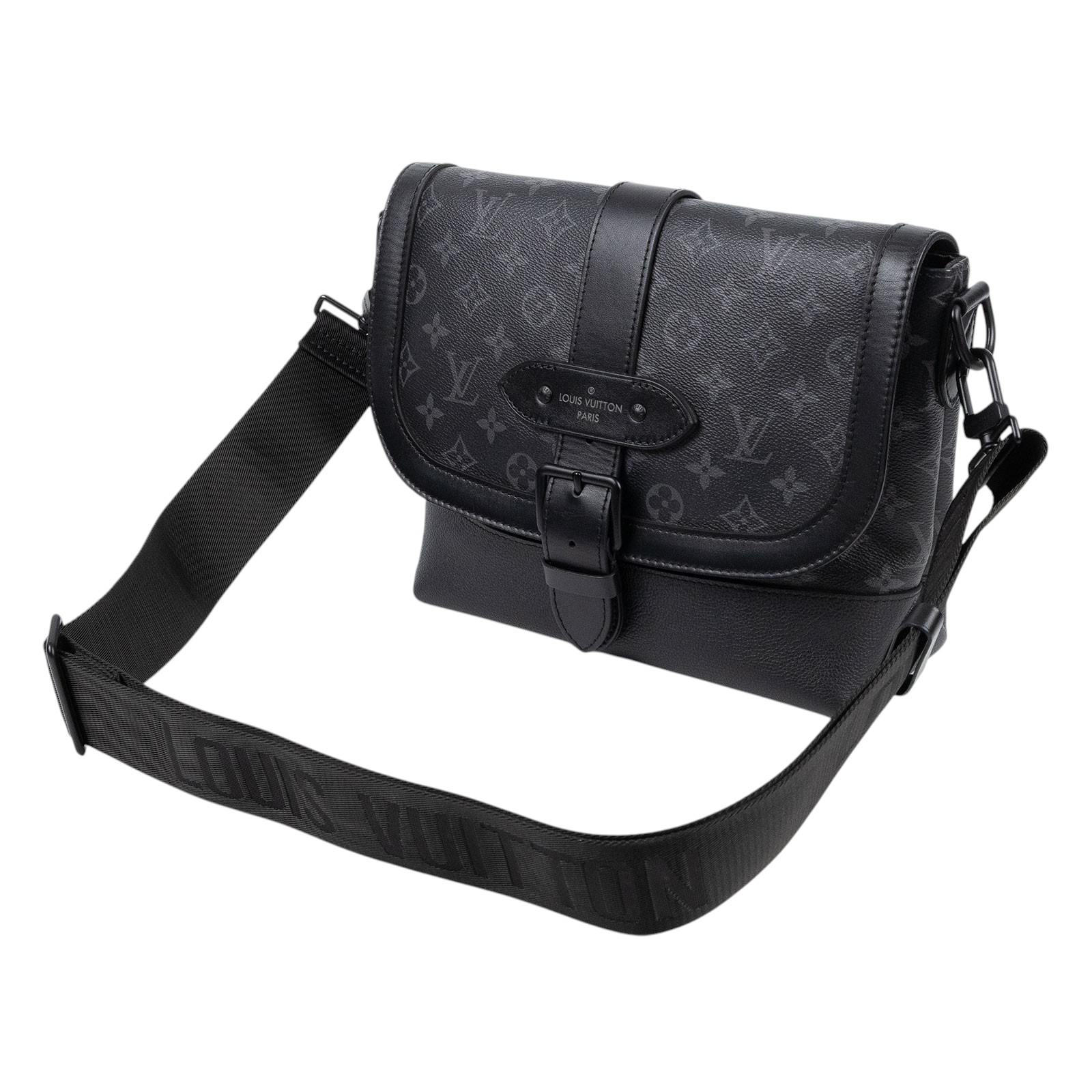 路易威登 LOUIS VUITTON Saumur 郵差包 M45911 晶片款 黑老花SAUMUR郵差包 防塵袋/背帶/購買證明