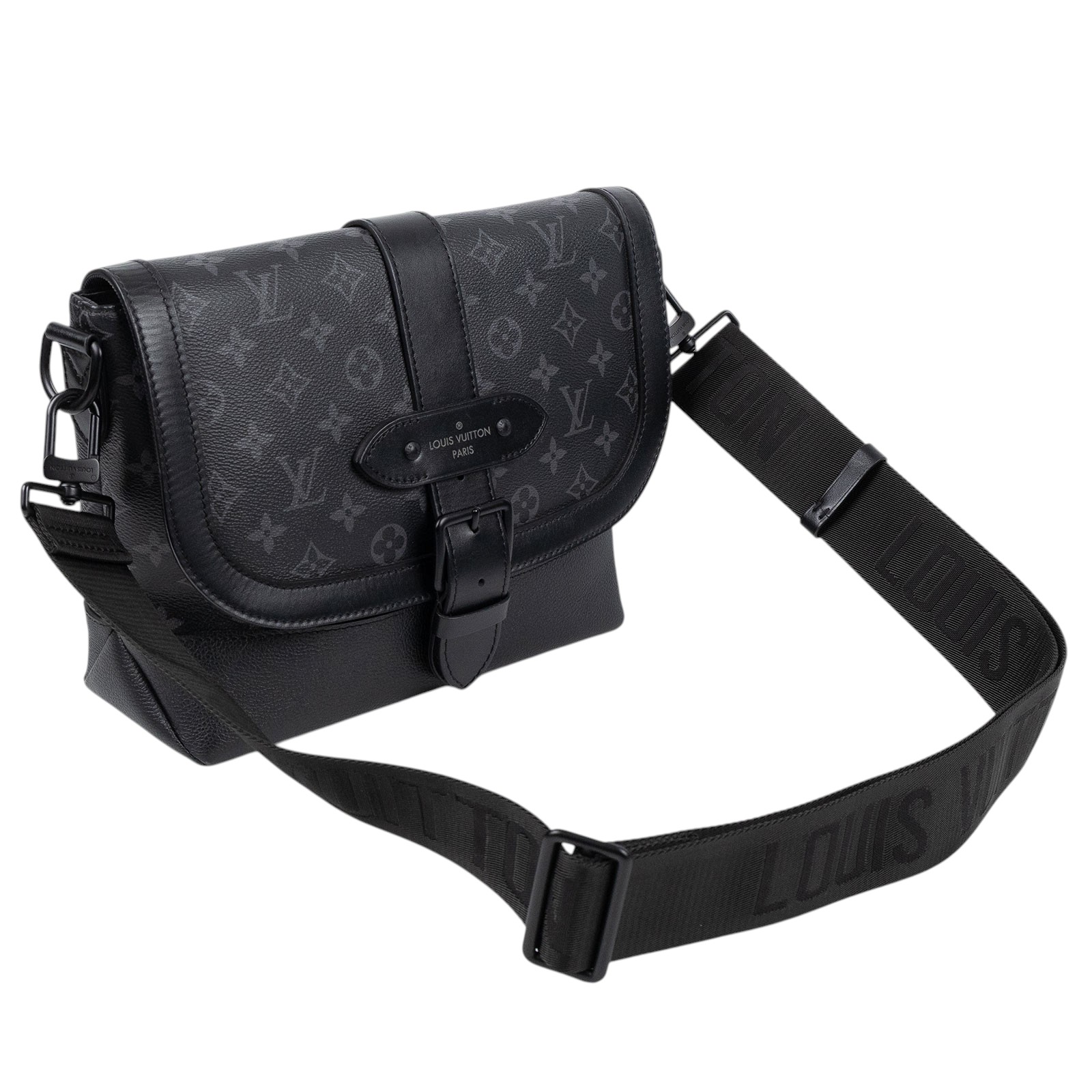 路易威登 LOUIS VUITTON Saumur 郵差包 M45911 晶片款 黑老花SAUMUR郵差包 防塵袋/背帶/購買證明