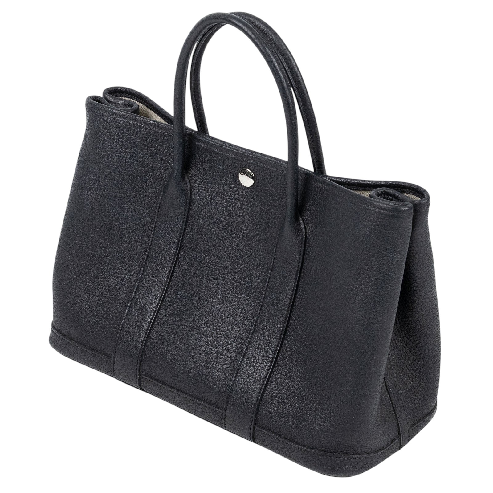 愛馬仕 Hermes Garden Party 花園派對包 30 黑色 銀色五金 H051568CK89 H051568/W刻  原廠盒子/購買證明影本