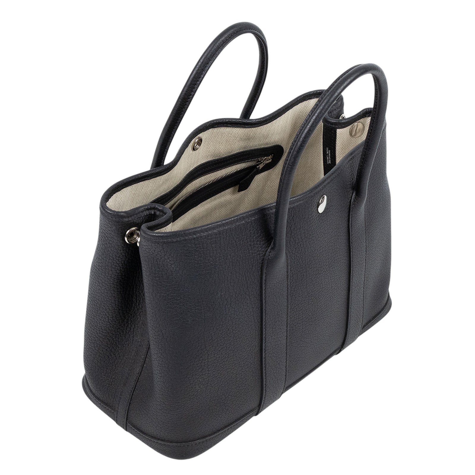 愛馬仕 Hermes Garden Party 花園派對包 30 黑色 銀色五金 H051568CK89 H051568/W刻  原廠盒子/購買證明影本