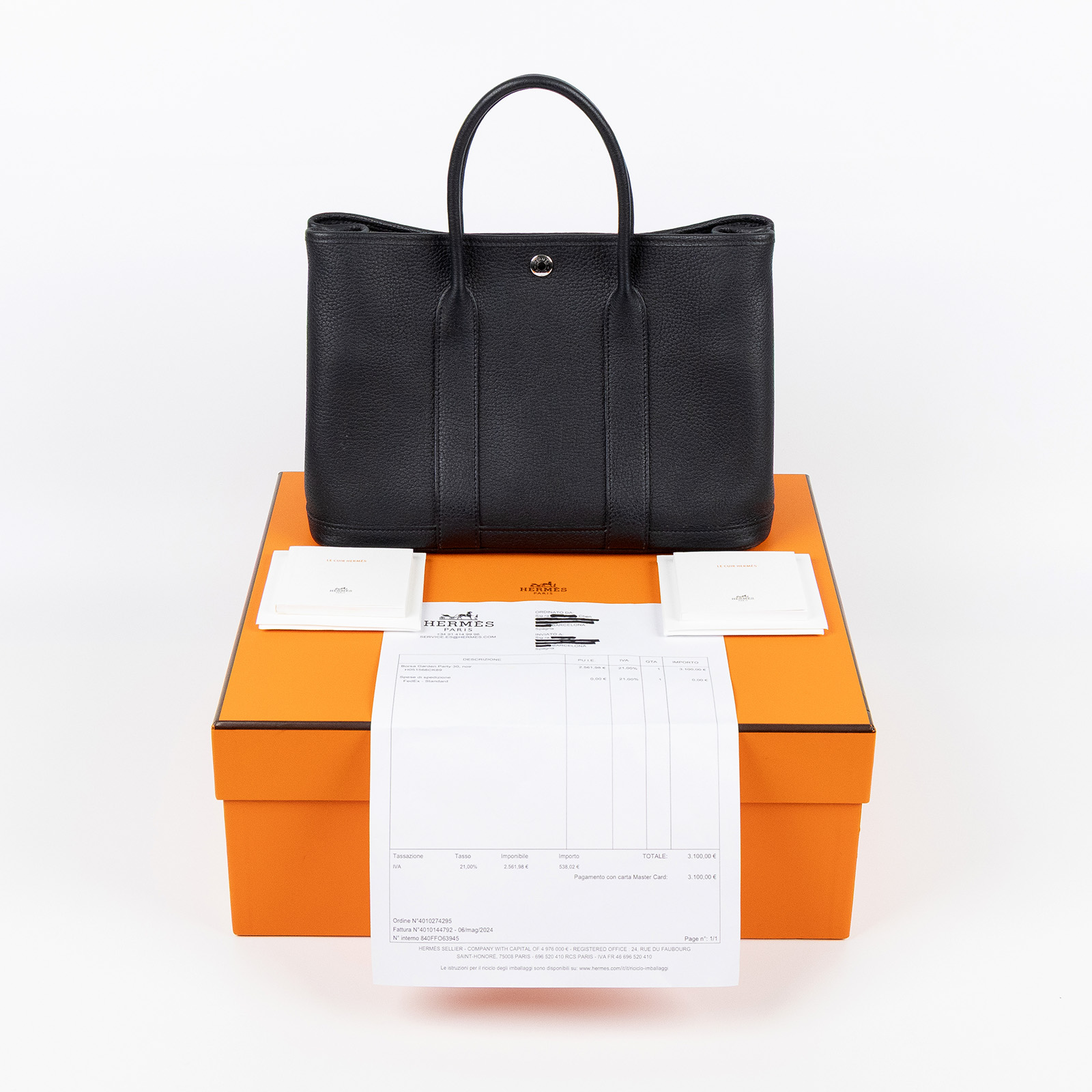 愛馬仕 Hermes Garden Party 花園派對包 30 黑色 銀色五金 H051568CK89 H051568/W刻  原廠盒子/購買證明影本