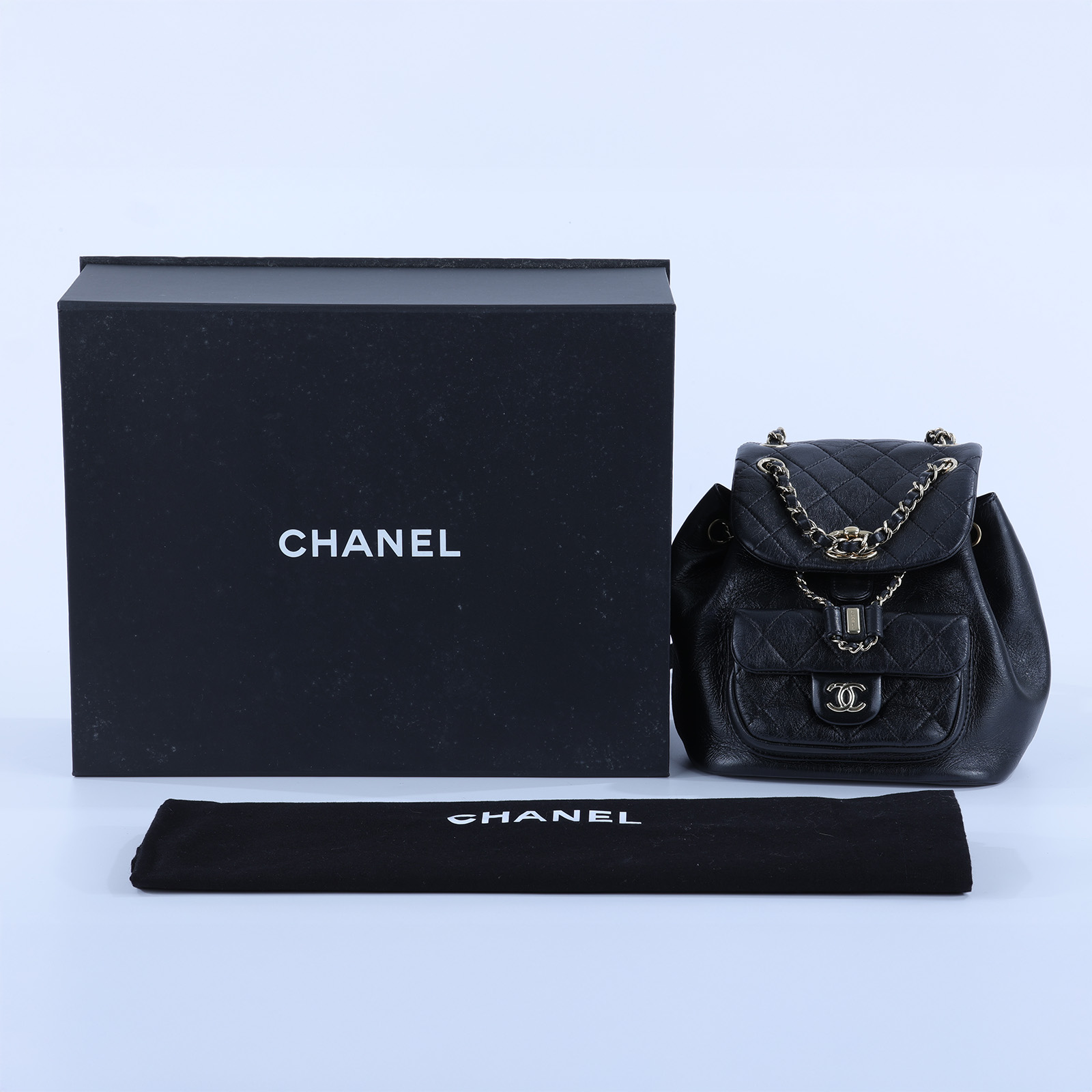 香奈兒 CHANEL Duma 經典 CC Logo 菱格紋 迷你 雙肩 後背包 AS2908 晶片款 黑油蠟DUMA MINI後背包 原廠盒子/防塵袋