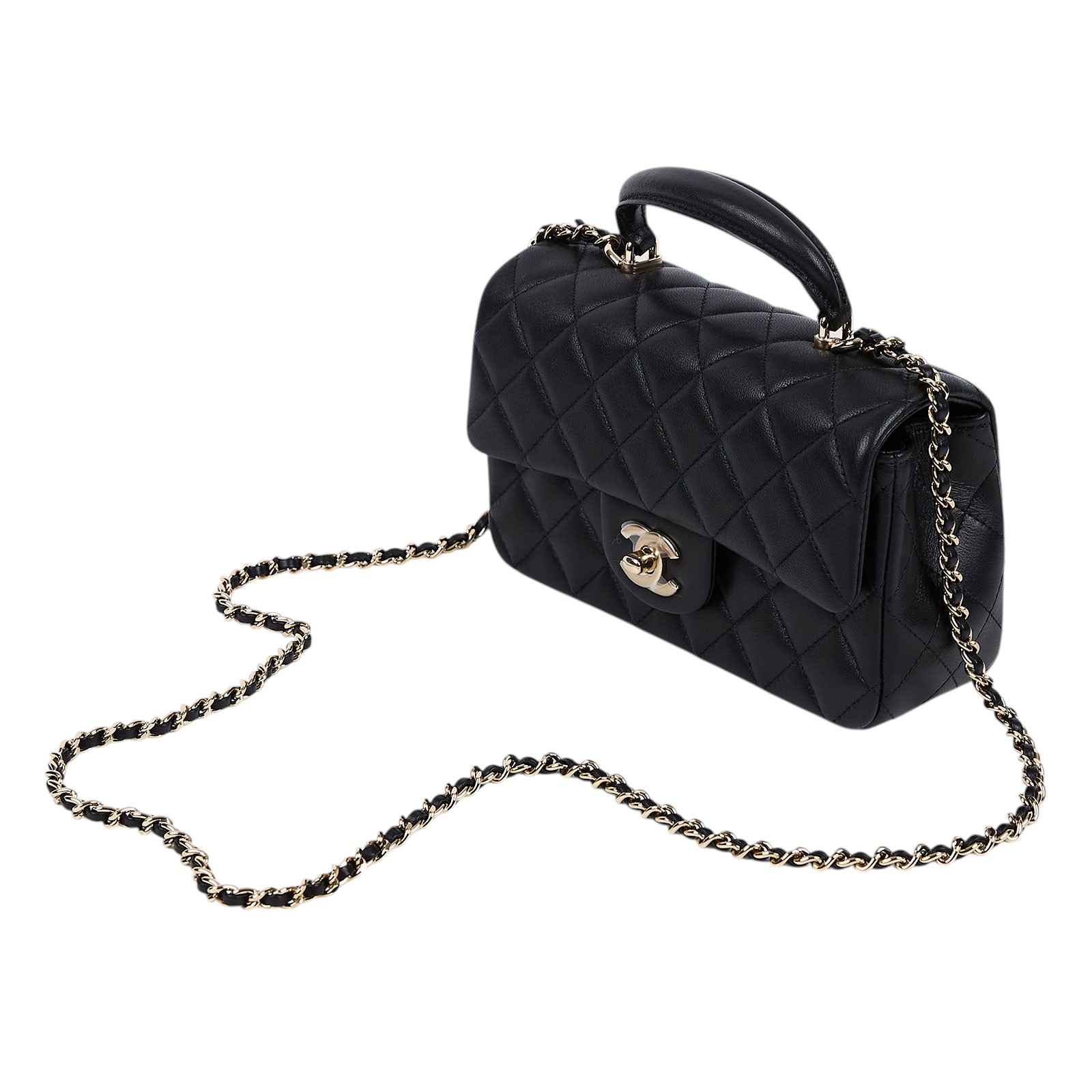 香奈兒 CHANEL Coco 20  肩背 斜背 迷你 口蓋包 AS2431 晶片款 黑金羊COCO HANDLE20 防塵袋