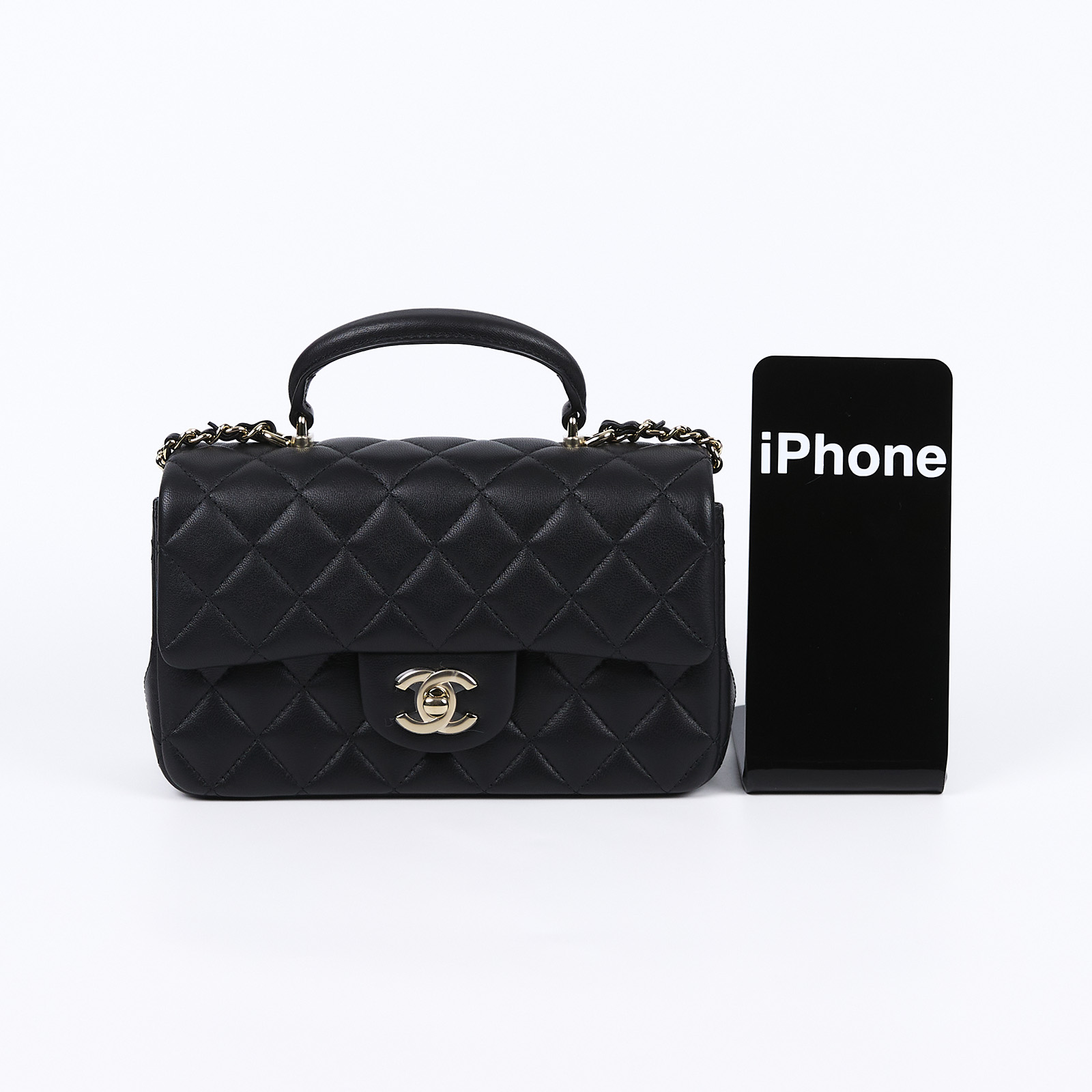香奈兒 CHANEL Coco 20  肩背 斜背 迷你 口蓋包 AS2431 晶片款 黑金羊COCO HANDLE20 防塵袋