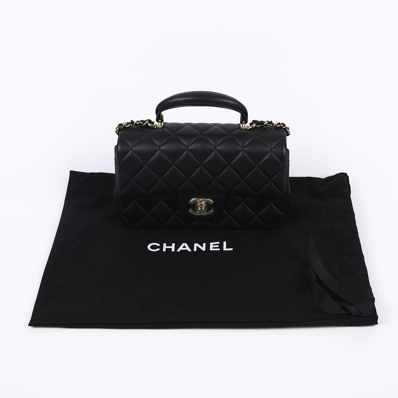 香奈兒 CHANEL Coco 20  肩背 斜背 迷你 口蓋包 AS2431 晶片款 黑金羊COCO HANDLE20 防塵袋