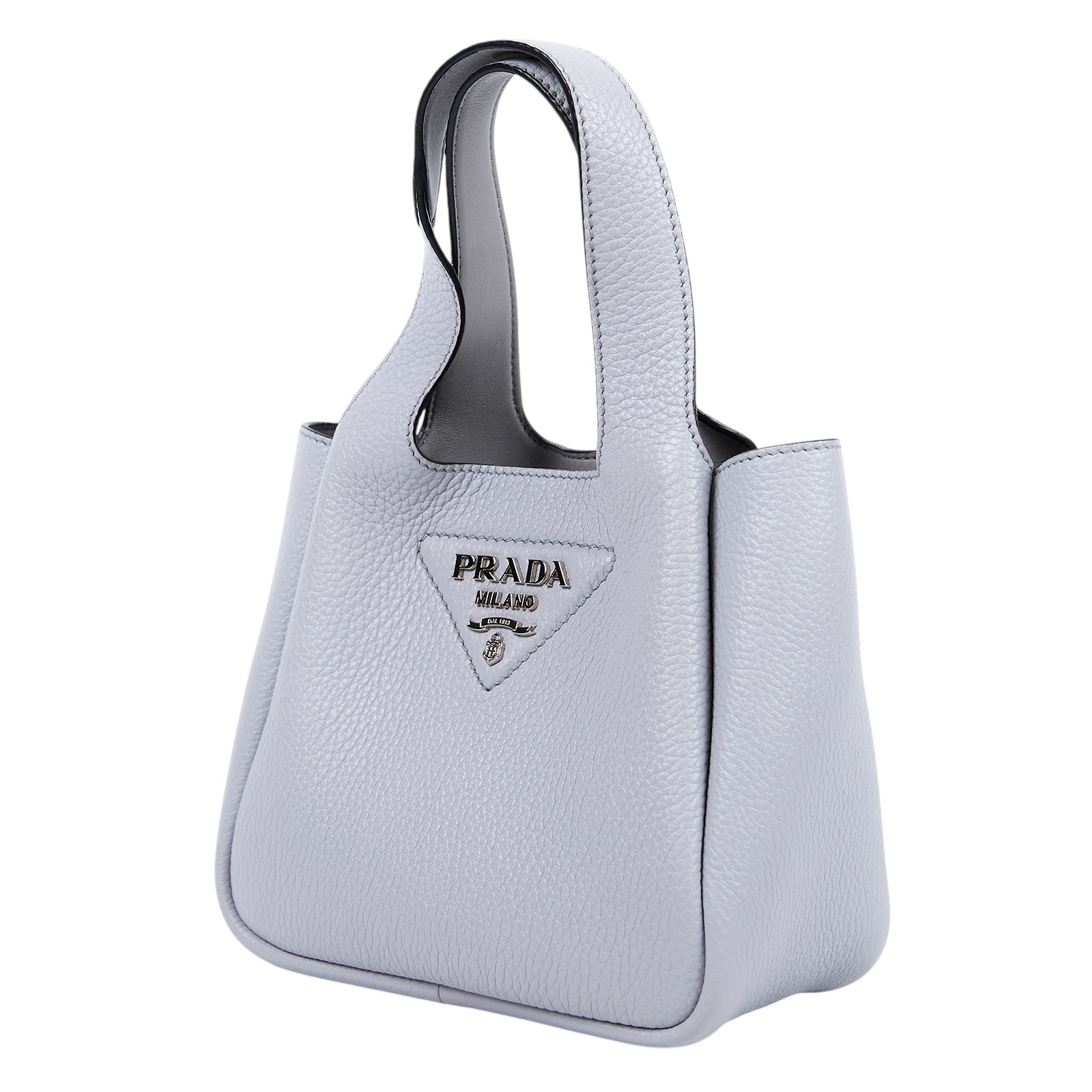 普拉達 PRADA 皮革迷你手袋 1BA349_2DKV 灰手提包 原廠盒子/防塵袋