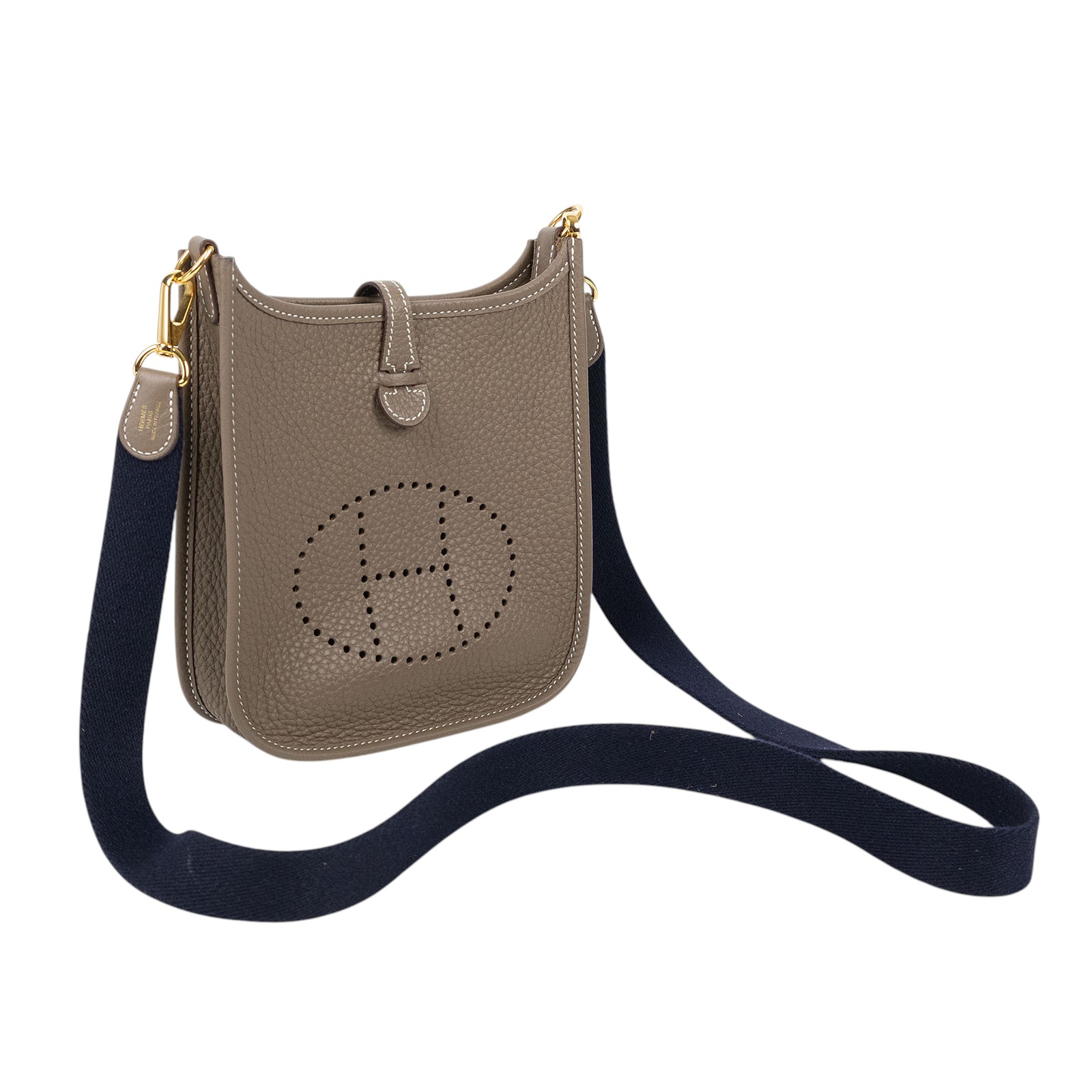愛馬仕 Hermès Evelyne 16 Amazone bag 伊芙琳包 大象灰 深藍 金色五金 H069426CCBF K刻  原廠盒子/防塵袋/購買證明