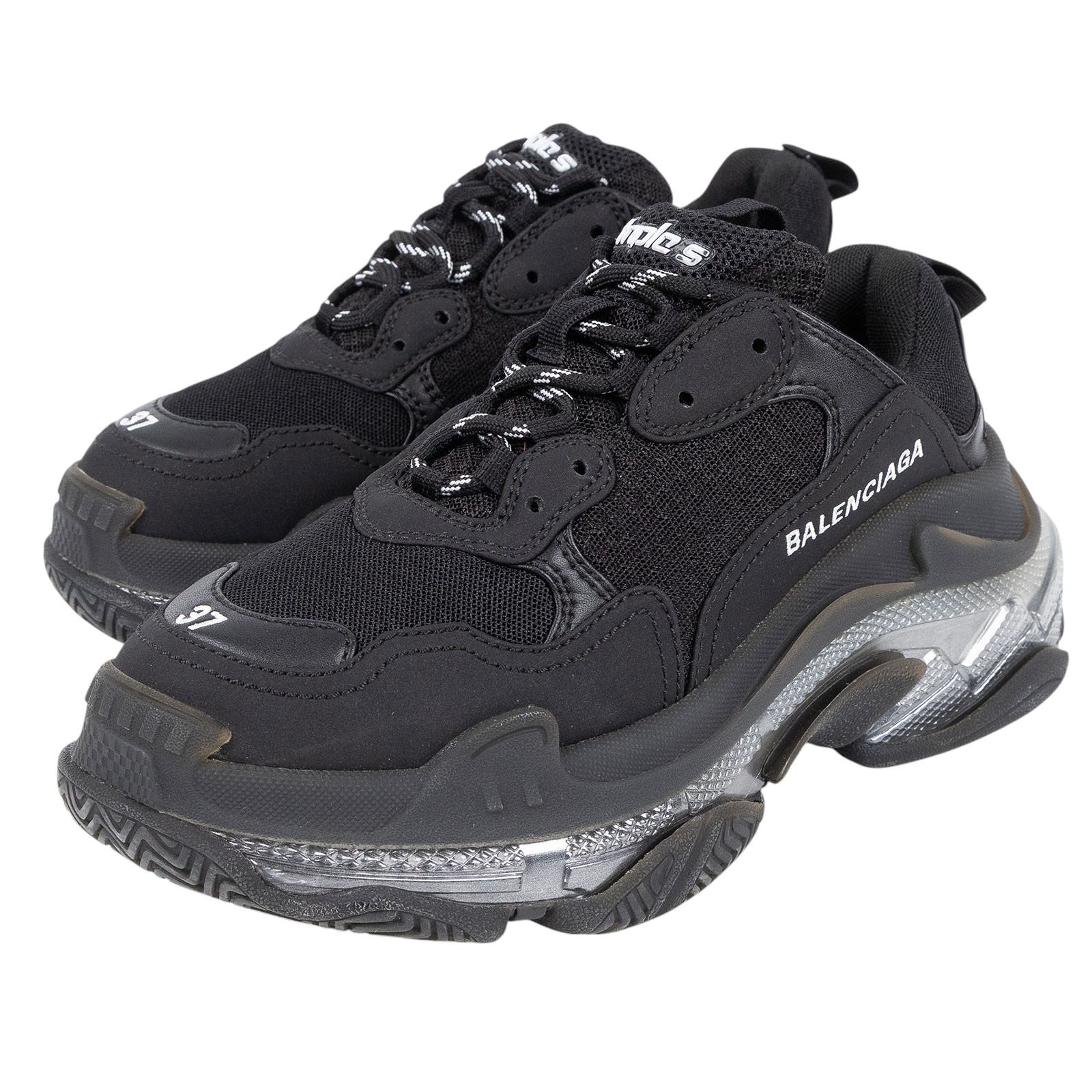 巴黎世家 BALENCIAGA Triple S Clear Sole 運動鞋 544351W2FB1_37  防塵袋/原廠盒子/鞋帶
