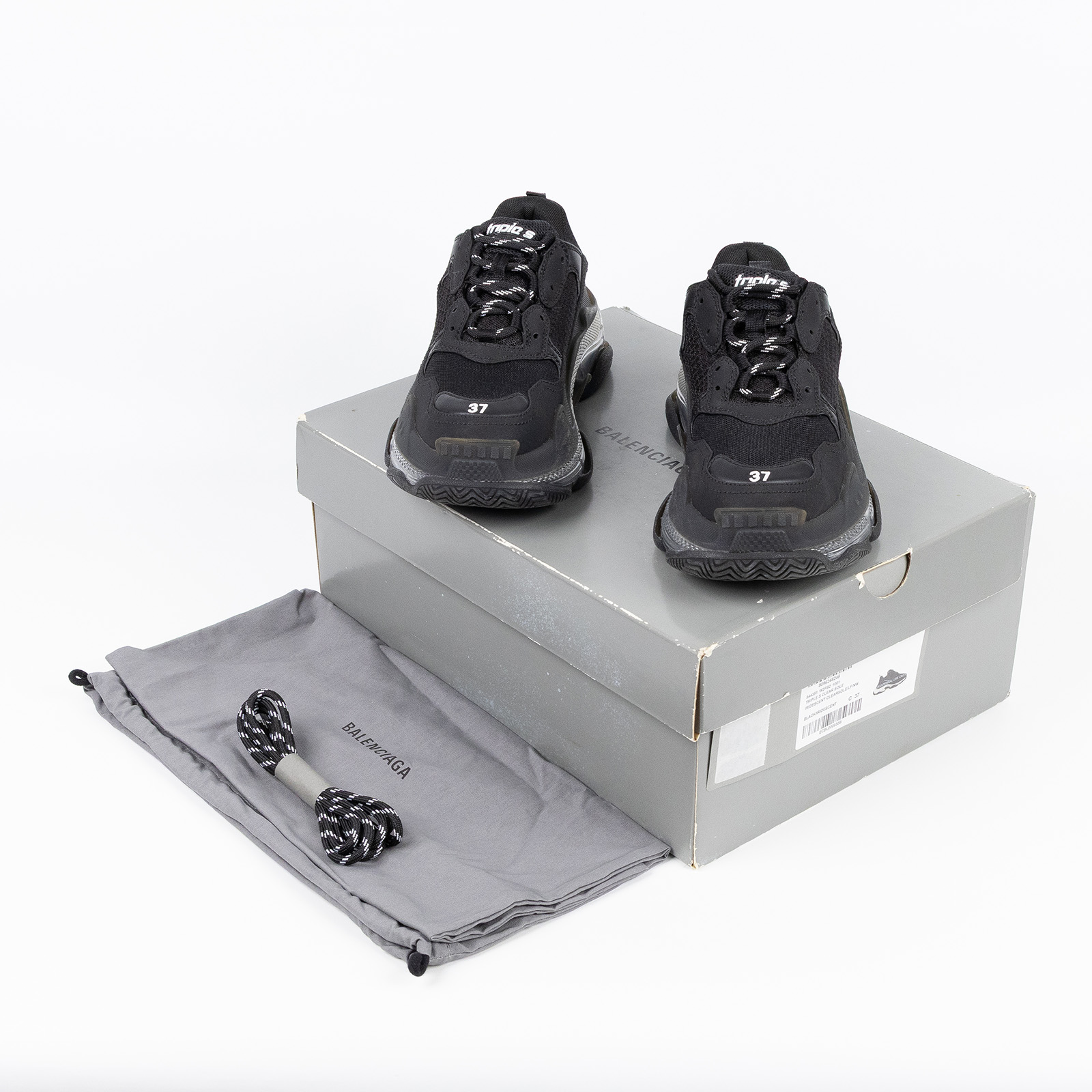 巴黎世家 BALENCIAGA Triple S Clear Sole 運動鞋 544351W2FB1_37  防塵袋/原廠盒子/鞋帶