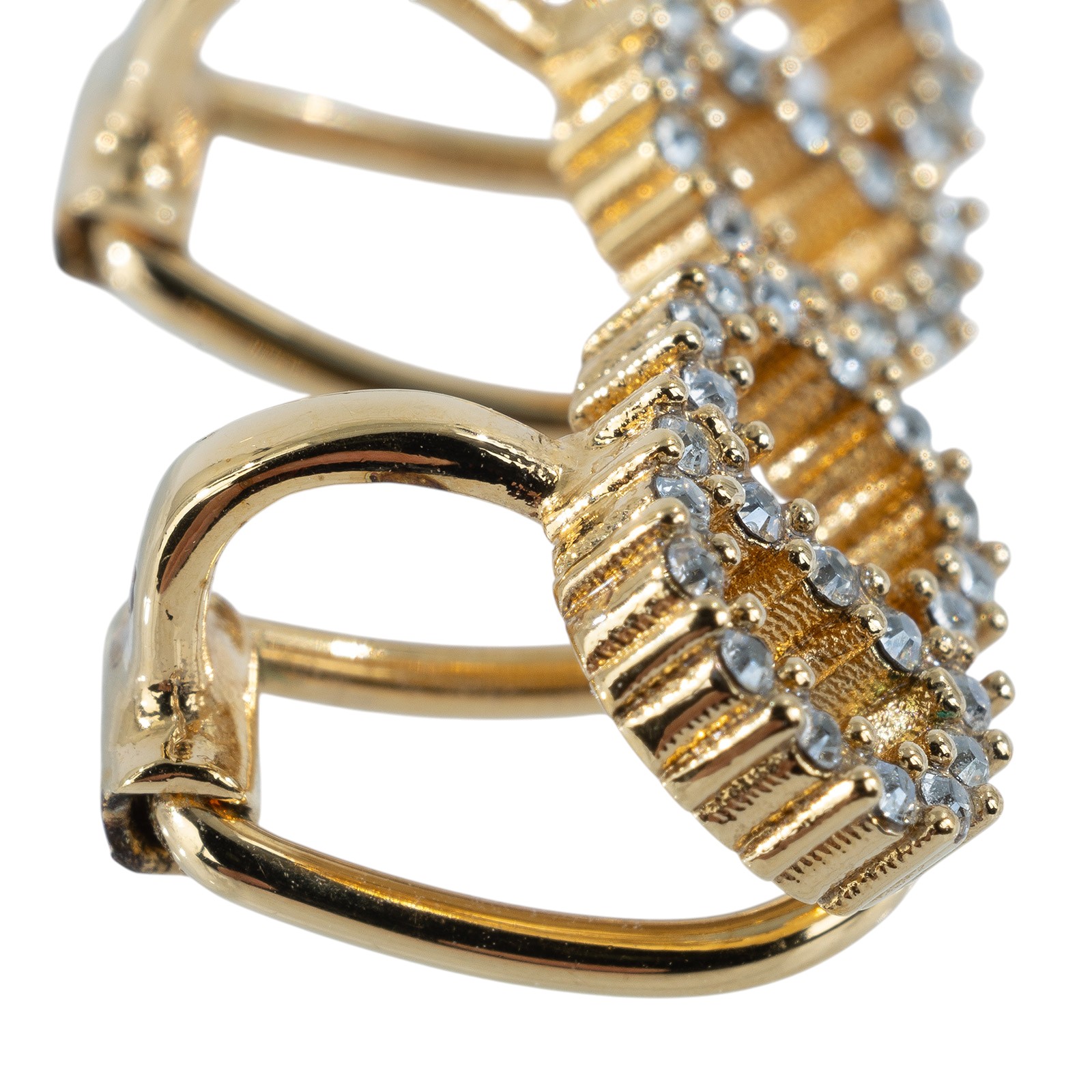 迪奧 CHRISTIAN DIOR Petit CD 夾式耳環 金色  水鑽CD夾式耳環 原廠盒子/防塵袋