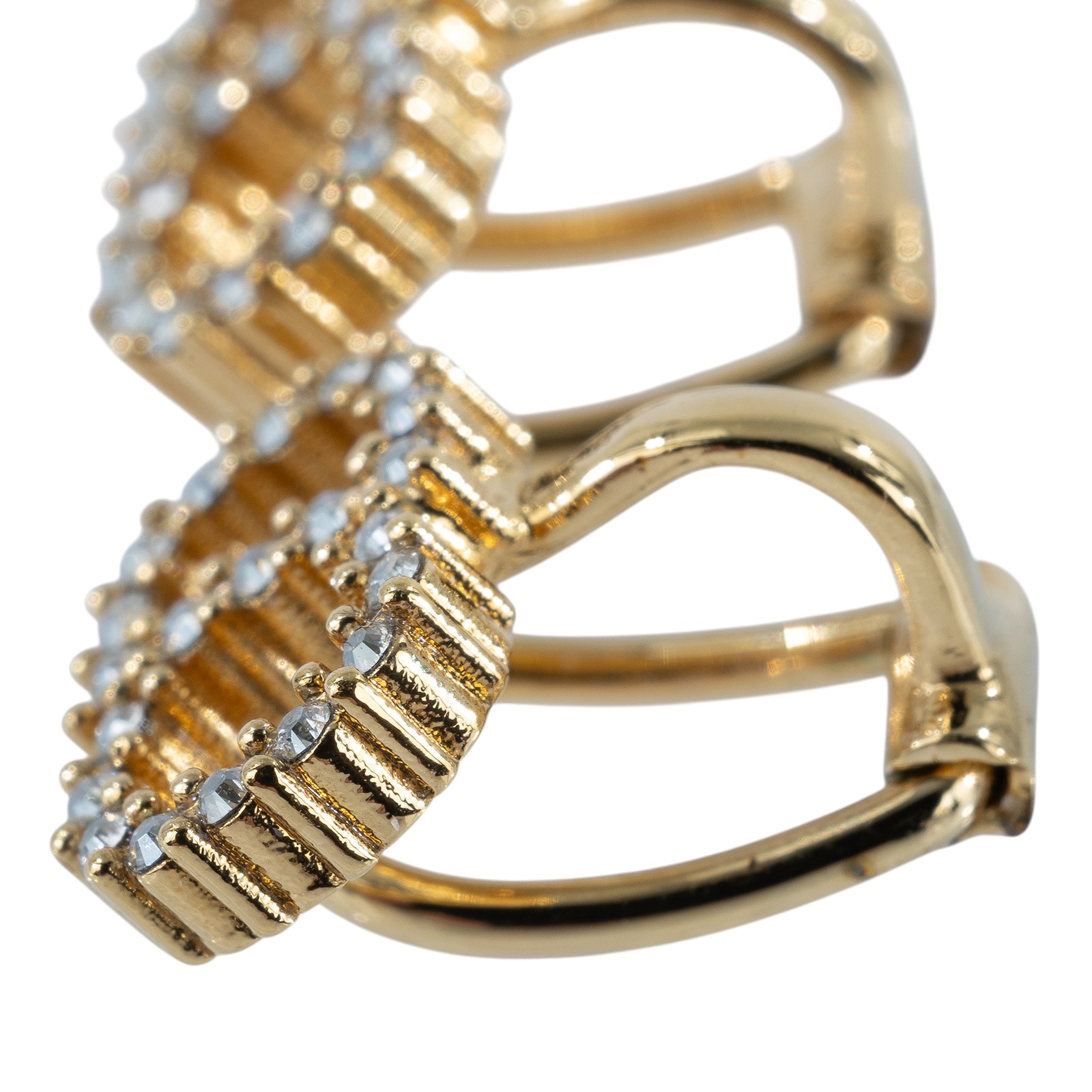 迪奧 CHRISTIAN DIOR Petit CD 夾式耳環 金色  水鑽CD夾式耳環 原廠盒子/防塵袋