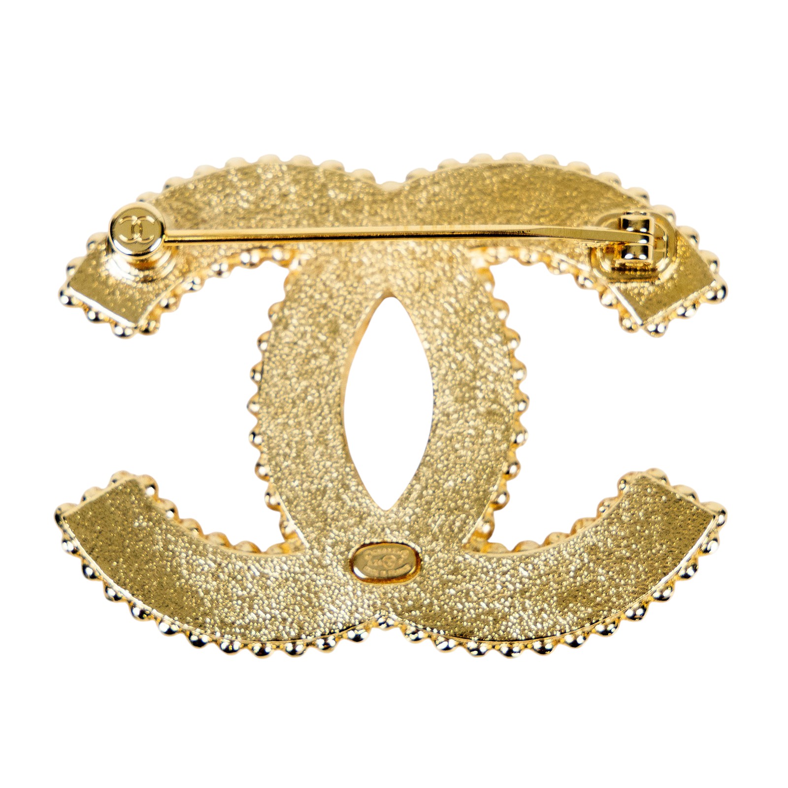 香奈兒 CHANEL 胸針 飾品 A24P 藍金直條紋雙C胸針 原廠盒子