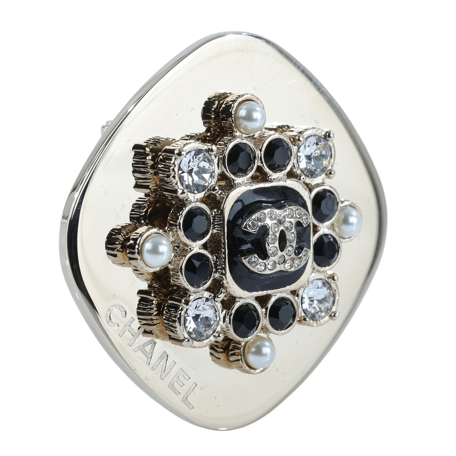 香奈兒 CHANEL 胸針 飾品 G23K 珍珠水鑽黑珠胸針 原廠盒子