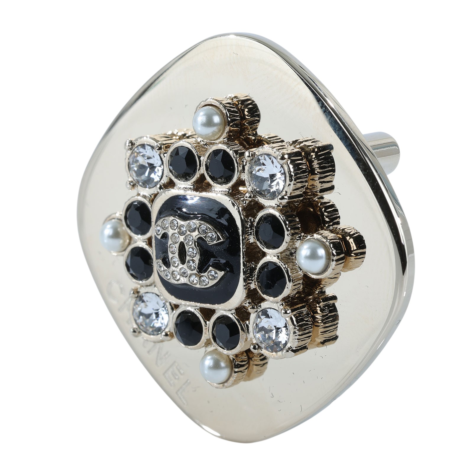 香奈兒 CHANEL 胸針 飾品 G23K 珍珠水鑽黑珠胸針 原廠盒子