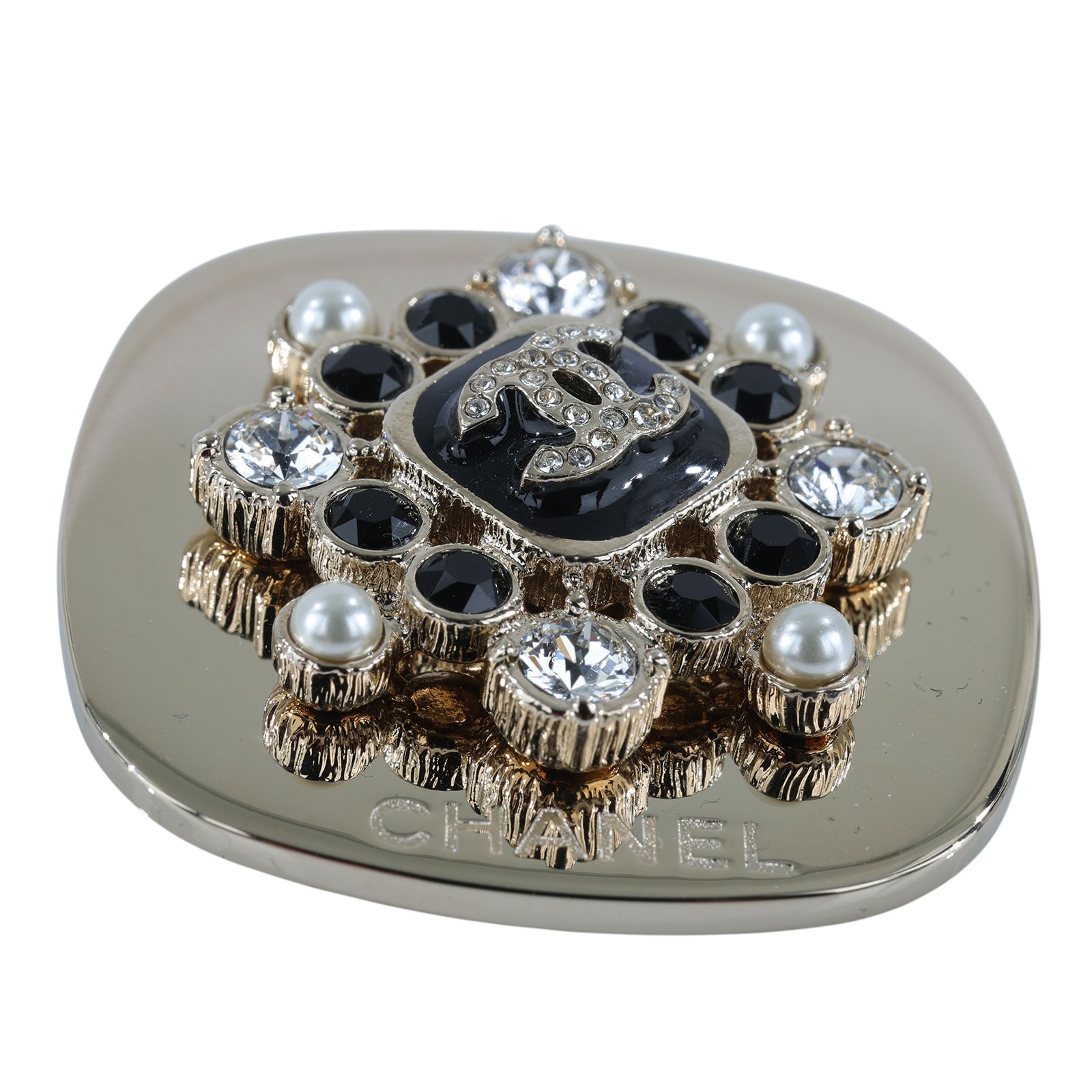 香奈兒 CHANEL 胸針 飾品 G23K 珍珠水鑽黑珠胸針 原廠盒子