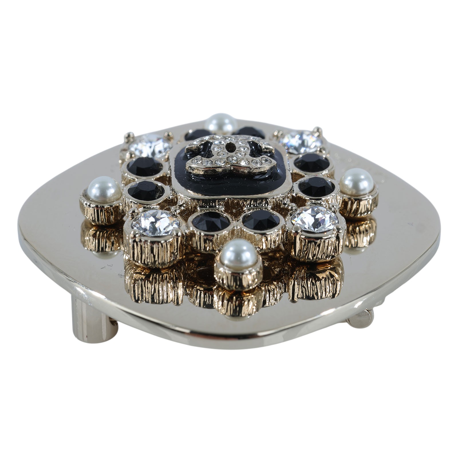 香奈兒 CHANEL 胸針 飾品 G23K 珍珠水鑽黑珠胸針 原廠盒子