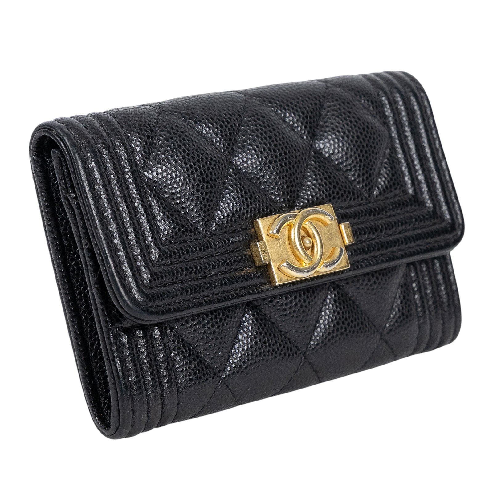 香奈兒 CHANEL BOY 口蓋卡片夾 卡夾 A80603 B01490 30開黑荔枝BOY卡包 原廠盒子/防塵袋/保證卡