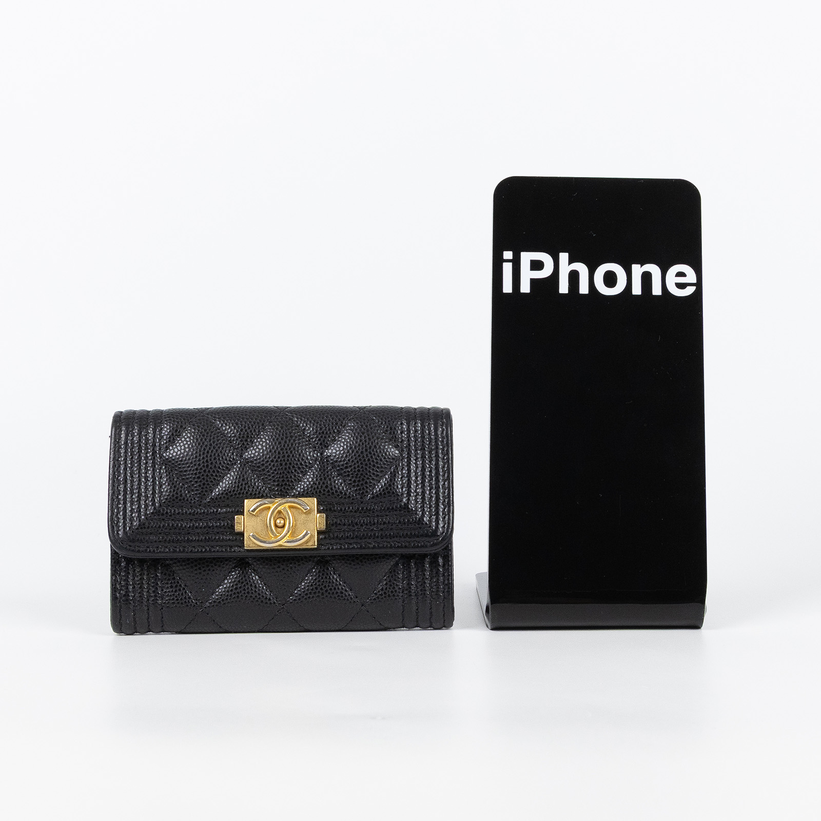 香奈兒 CHANEL BOY 口蓋卡片夾 卡夾 A80603 B01490 30開黑荔枝BOY卡包 原廠盒子/防塵袋/保證卡