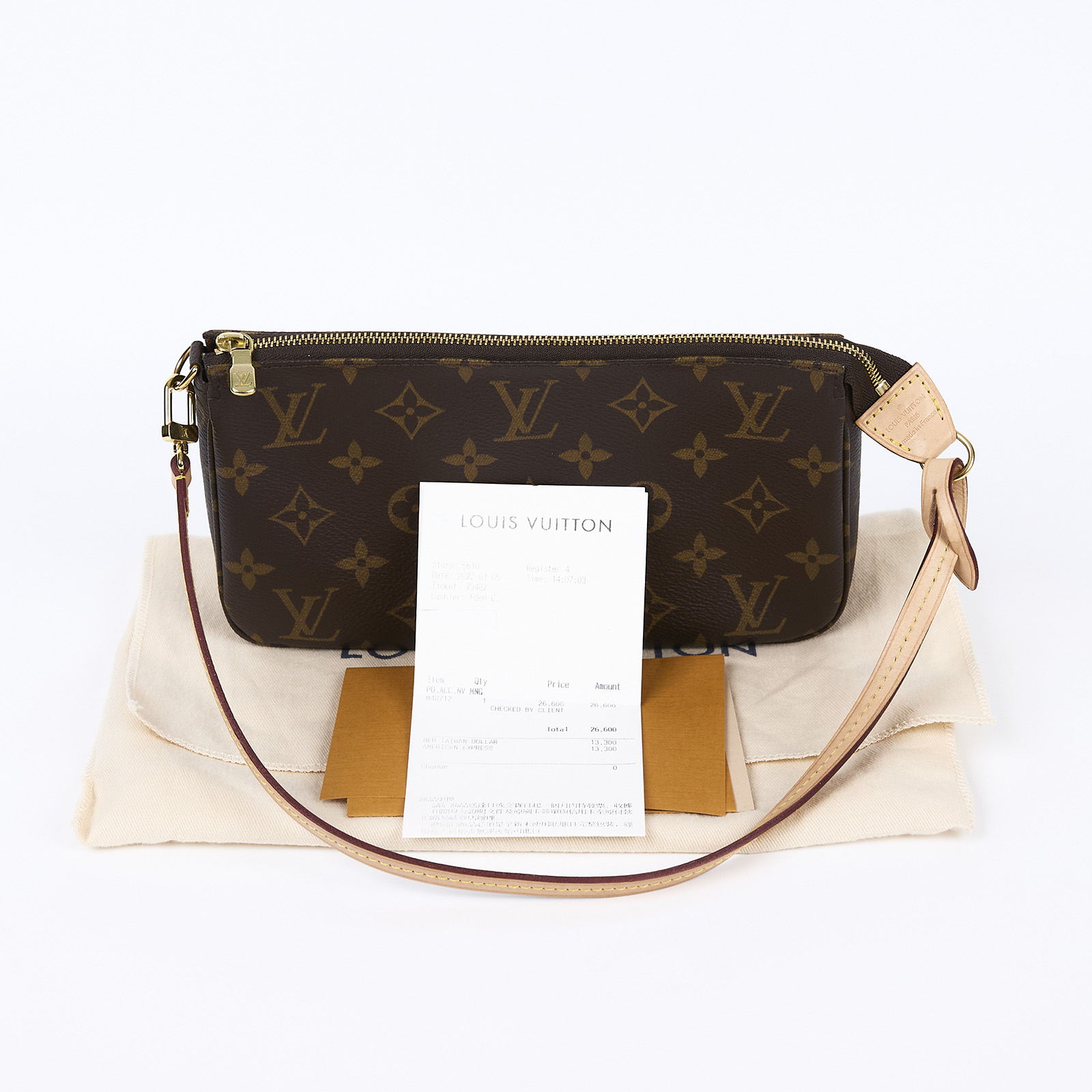 路易威登 LOUIS VUITTON Monogram 經典帆布 手提 麻將包 M40712 晶片款 原花麻將包　染有 防塵袋/購買證明