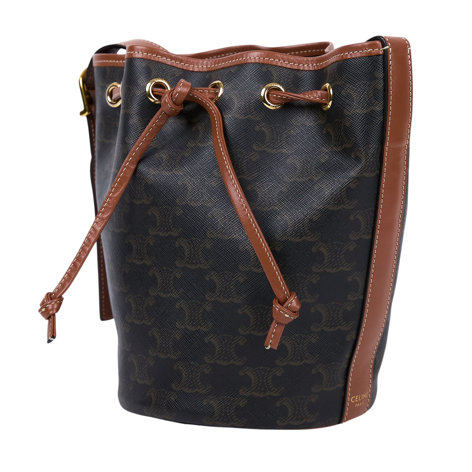 思琳 CELINE Triomphe帆布 小型 索繩 斜背 肩背 水桶包 191142BZJ 原花抽繩水桶包 防塵袋