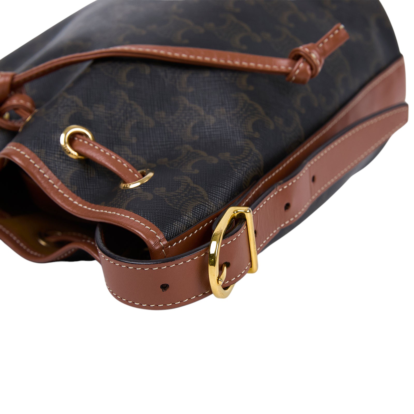 思琳 CELINE Triomphe帆布 小型 索繩 斜背 肩背 水桶包 191142BZJ 原花抽繩水桶包 防塵袋