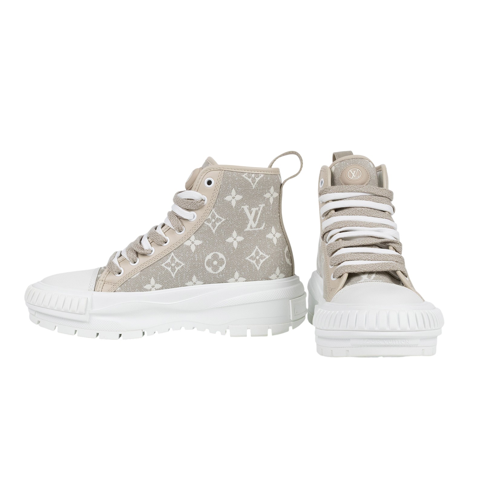 路易威登 LOUIS VUITTON LV Squad 運動鞋 1AB323 奶茶原花中筒帆布鞋 原廠盒子/防塵袋/購買證明