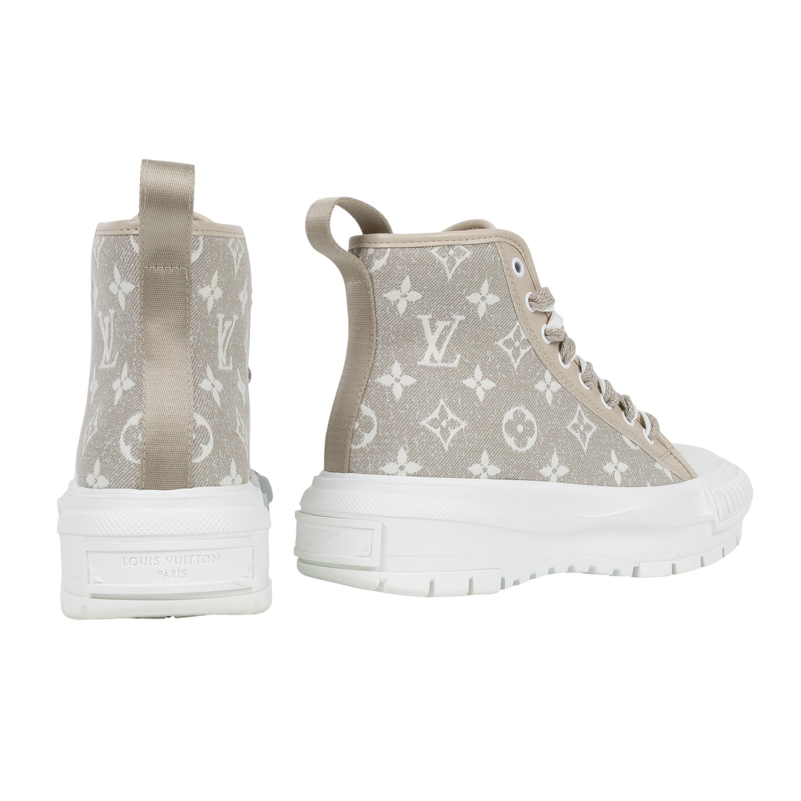 路易威登 LOUIS VUITTON LV Squad 運動鞋 1AB323 奶茶原花中筒帆布鞋 原廠盒子/防塵袋/購買證明