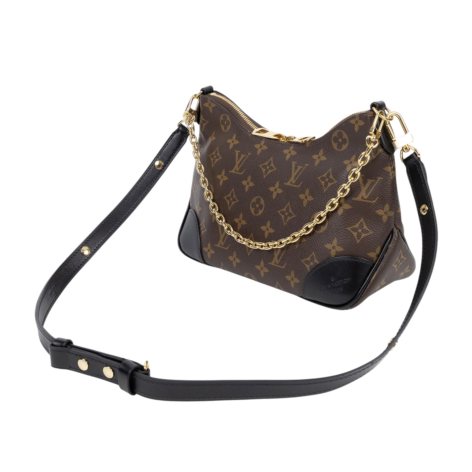 路易威登 LOUIS VUITTON Boulogne 黑色 牛角包 手提 斜肩背包 M45831 晶片款 原花Boulogne PM 防塵袋