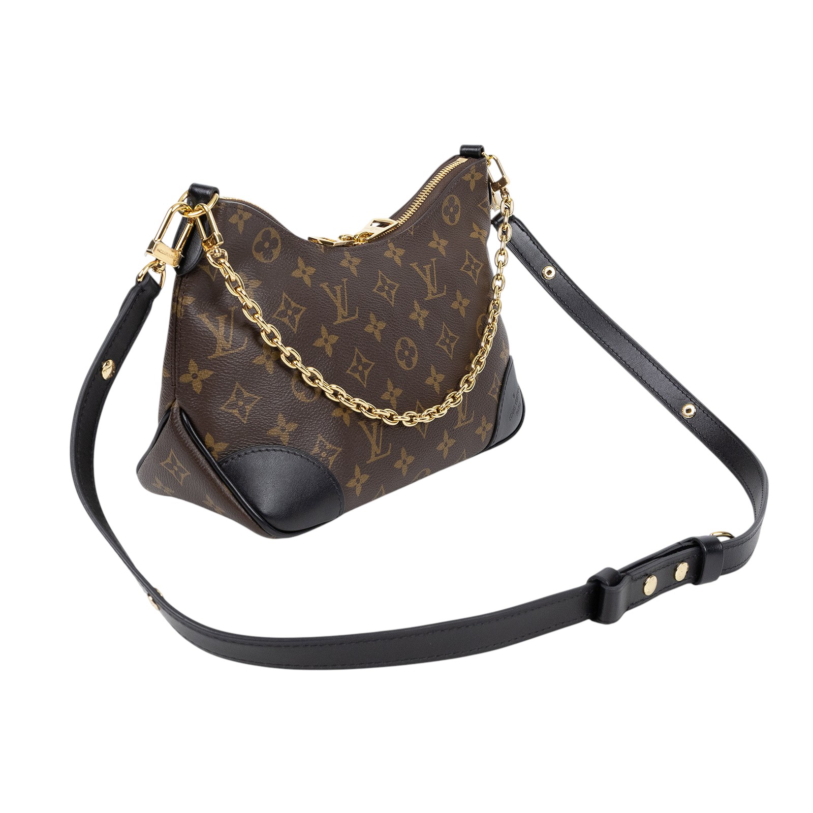 路易威登 LOUIS VUITTON Boulogne 黑色 牛角包 手提 斜肩背包 M45831 晶片款 原花Boulogne PM 防塵袋