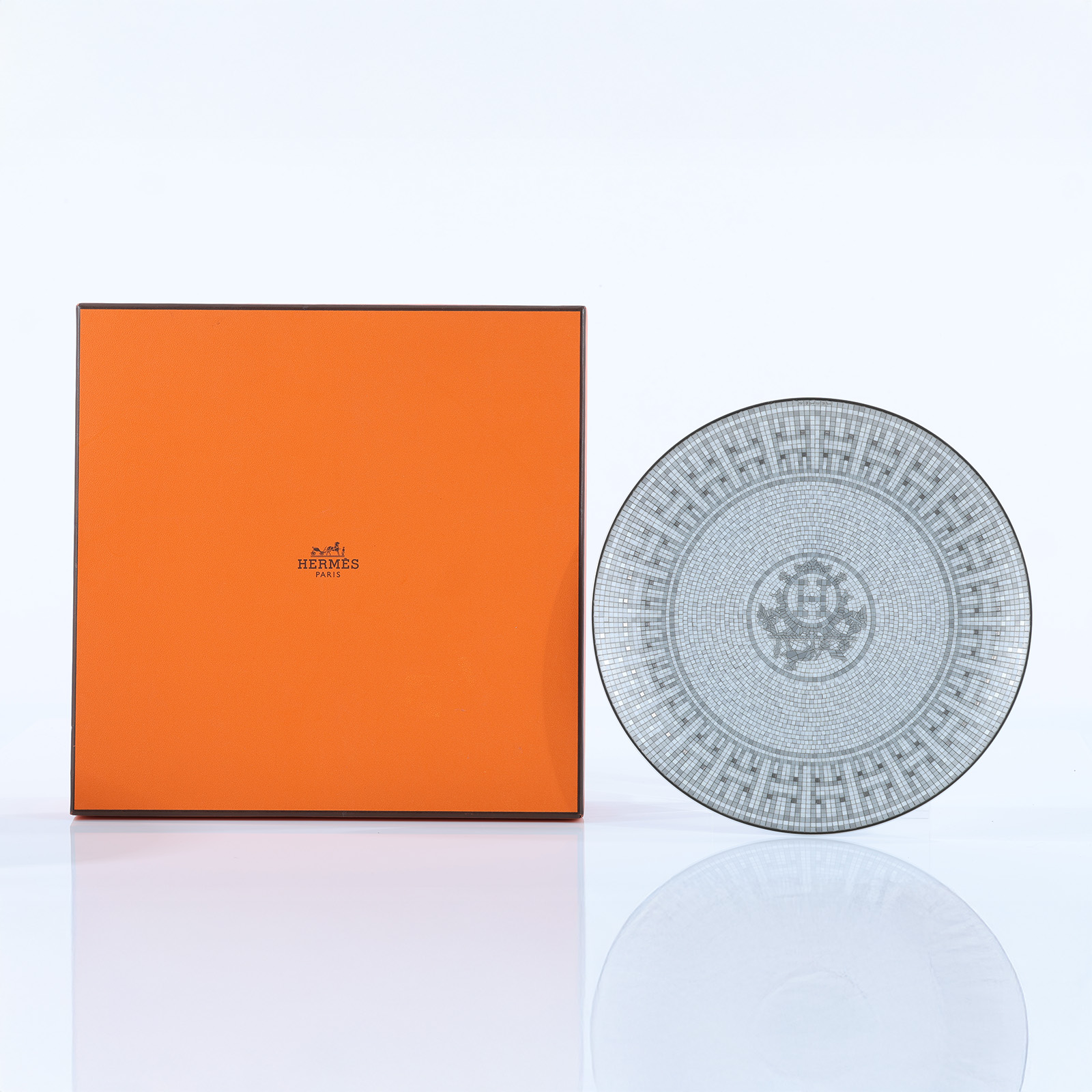 愛馬仕 Hermes Ｍosaique au 24 Platinium 甜點盤 P035007P 馬賽克盤子 原廠盒子
