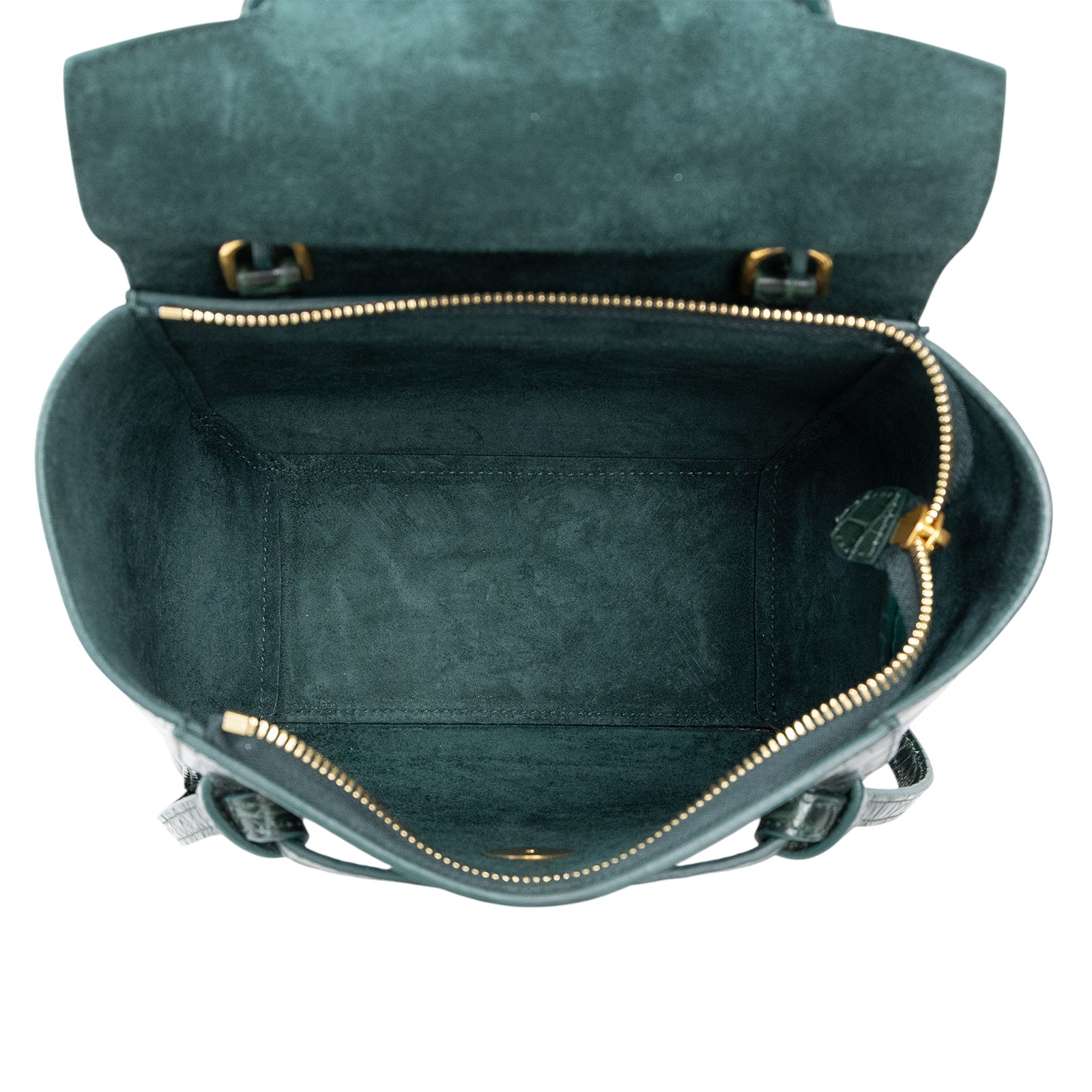 思琳 CELINE Belt 鱷魚皮壓紋 袖珍型 肩背 手提 鯰魚包  189003BTE 綠鱷魚壓紋BELT 背帶