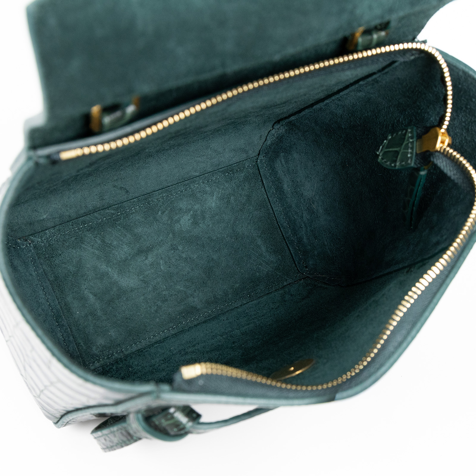 思琳 CELINE Belt 鱷魚皮壓紋 袖珍型 肩背 手提 鯰魚包  189003BTE 綠鱷魚壓紋BELT 背帶