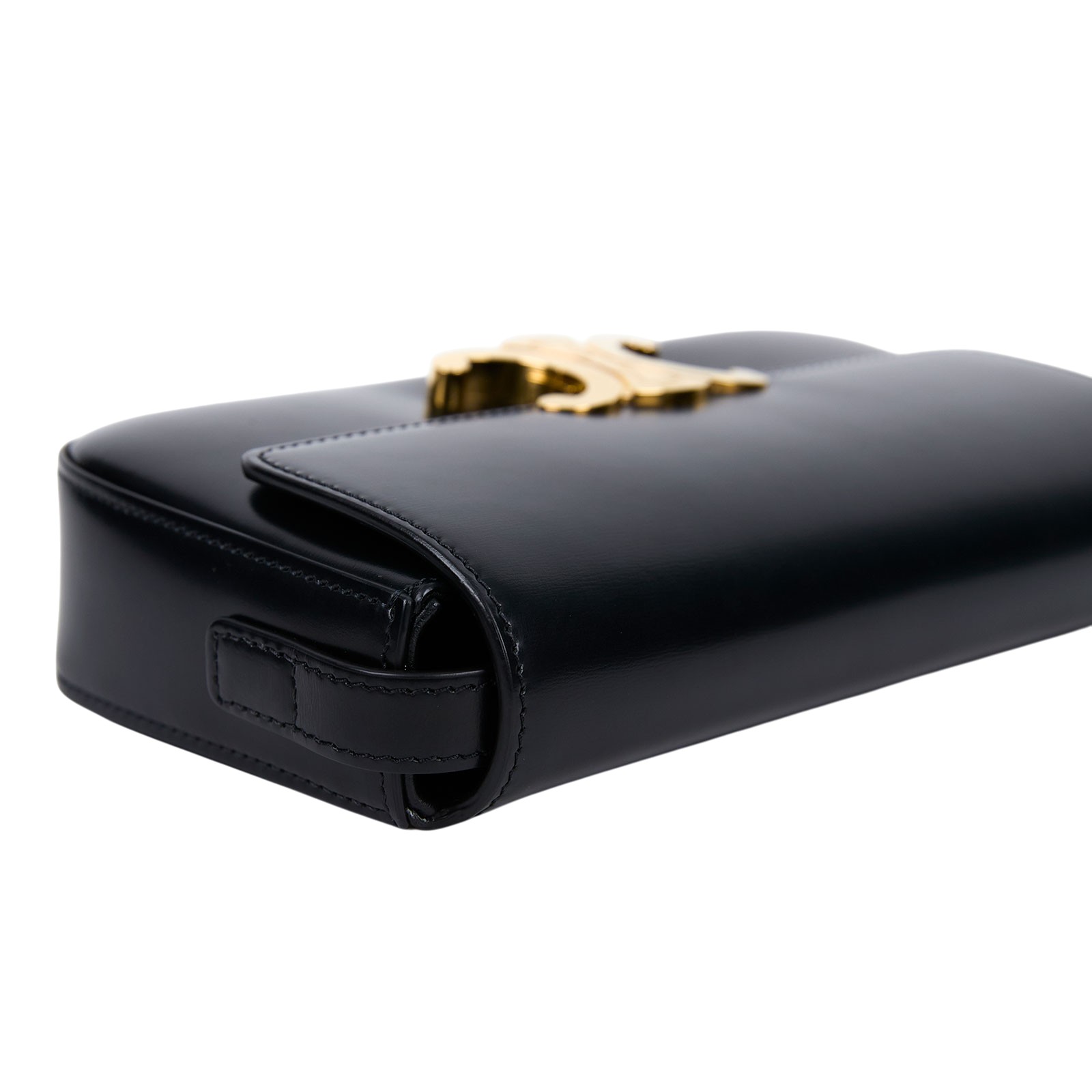 思琳 CELINE Claude 亮面牛皮革 凱旋門 肩背包 194143BF 黑金凱旋肩背包 無附屬品