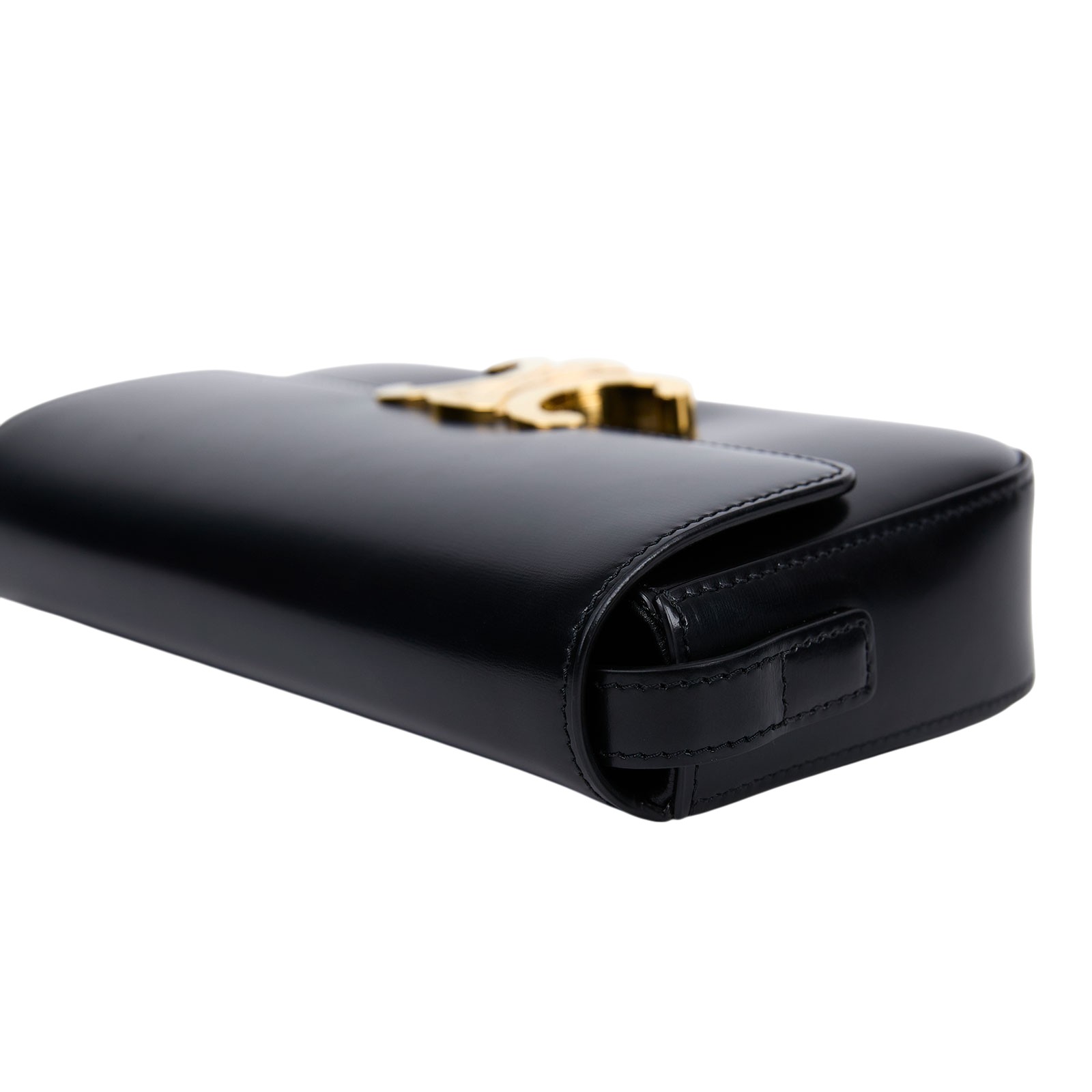 思琳 CELINE Claude 亮面牛皮革 凱旋門 肩背包 194143BF 黑金凱旋肩背包 無附屬品