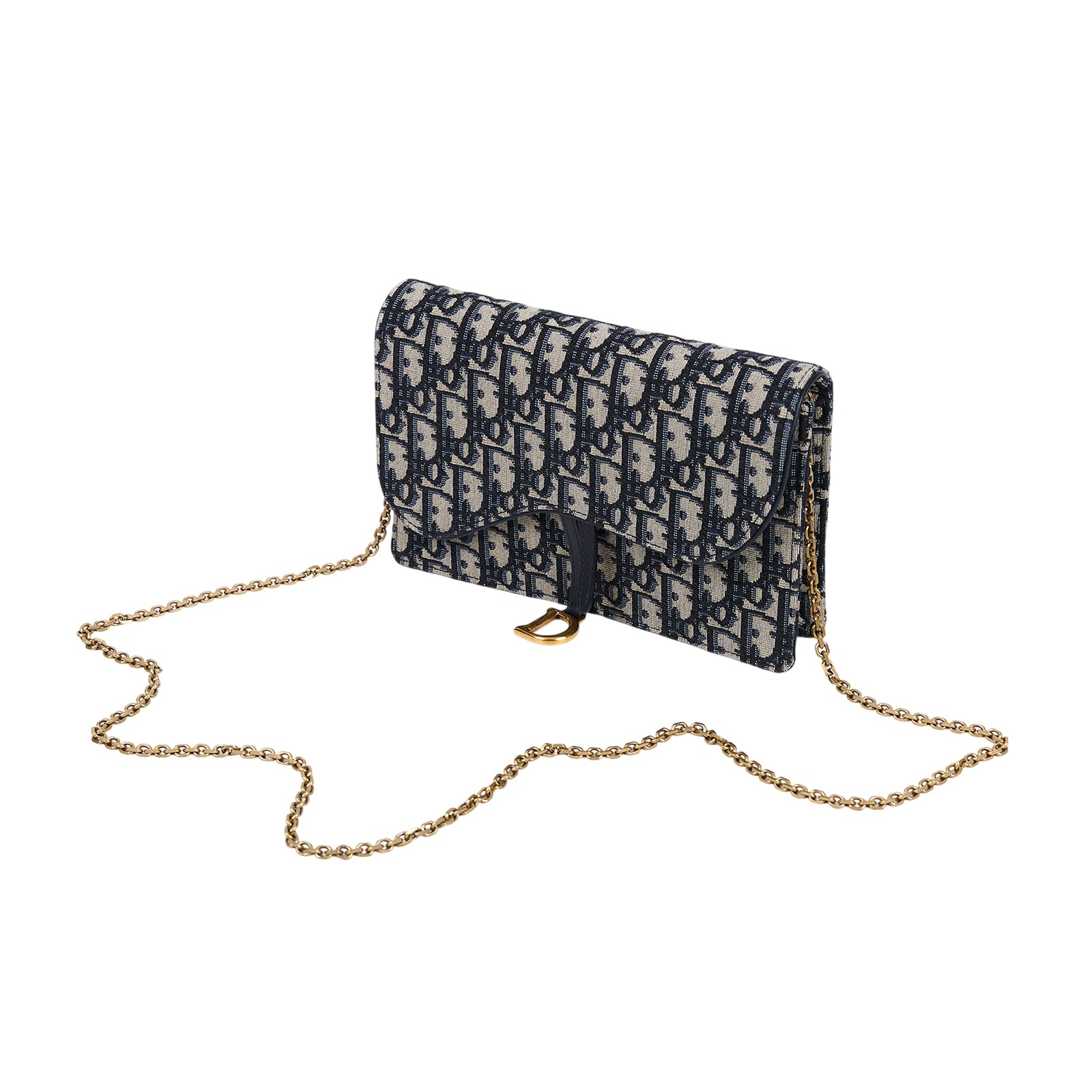 迪奧 CHRISTIAN DIOR Saddle 鍊條 WOC 手提包 S5620CTZQ 老花SADDLE肩背包 無附屬品