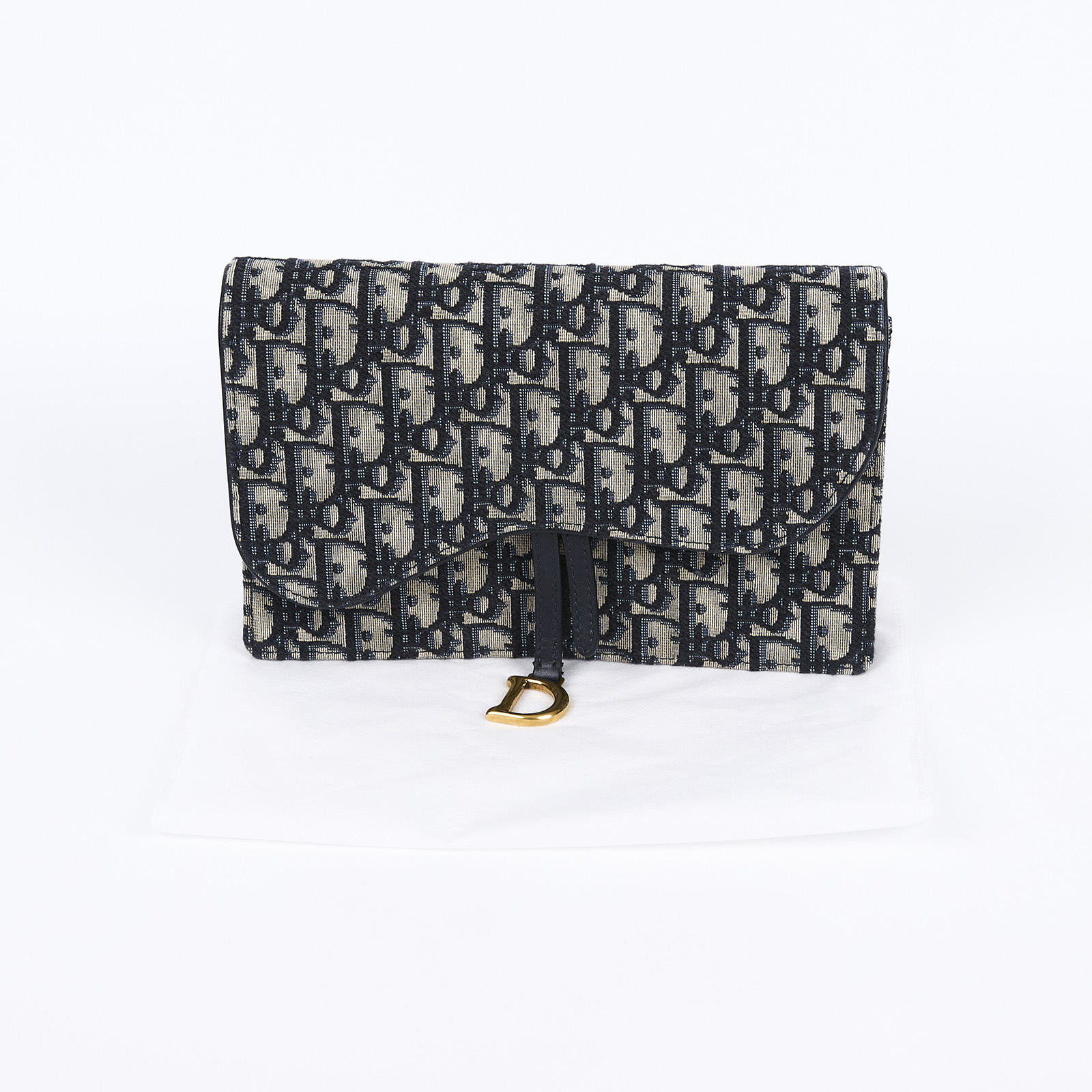 迪奧 CHRISTIAN DIOR Saddle 鍊條 WOC 手提包 S5620CTZQ 老花SADDLE肩背包 無附屬品