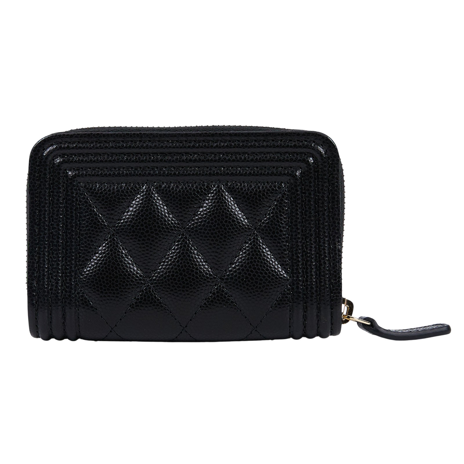 香奈兒 CHANEL BOY 拉鍊 零錢包 A80602 晶片款 黑色BOY拉鍊卡包 原廠盒子/防塵袋