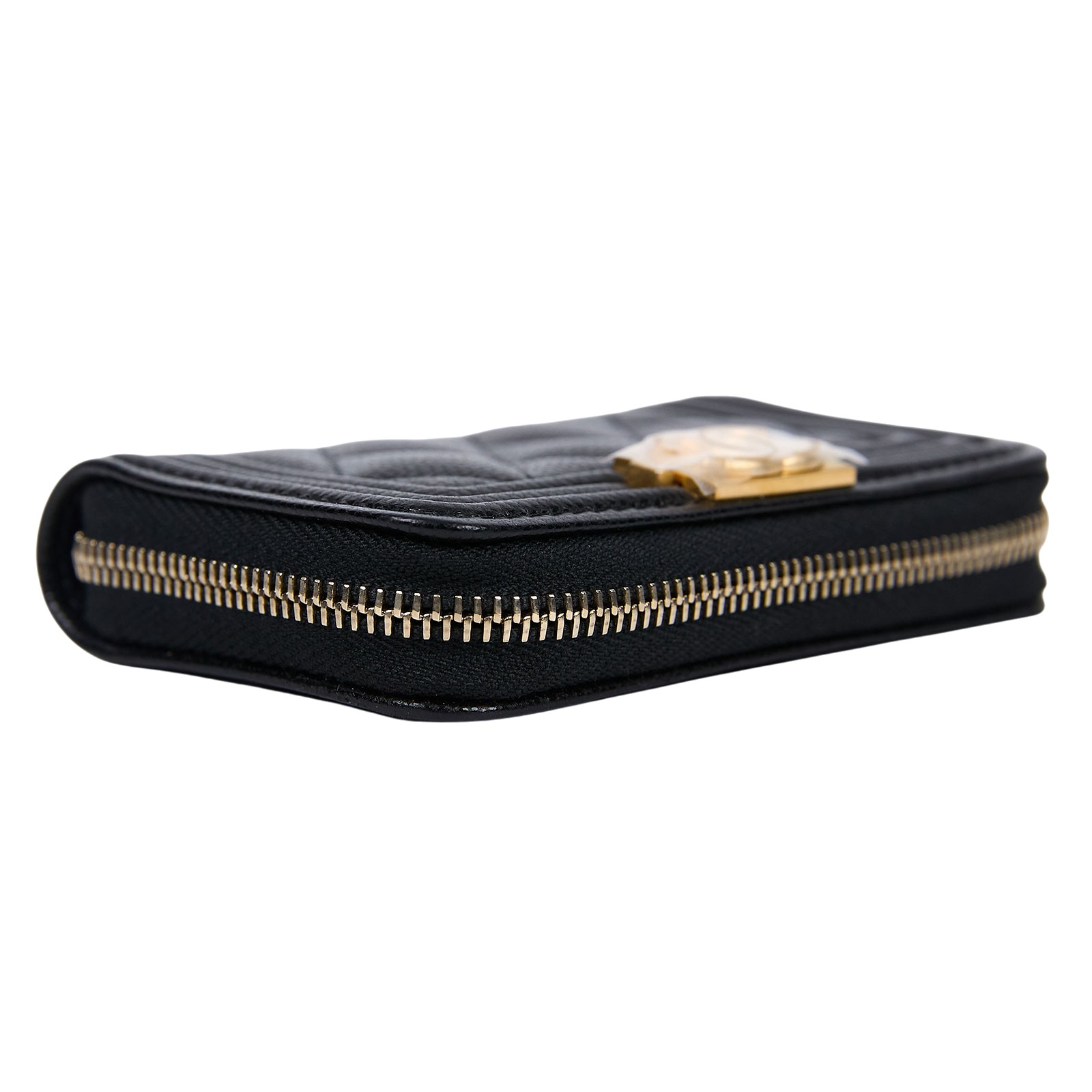 香奈兒 CHANEL BOY 拉鍊 零錢包 A80602 晶片款 黑色BOY拉鍊卡包 原廠盒子/防塵袋