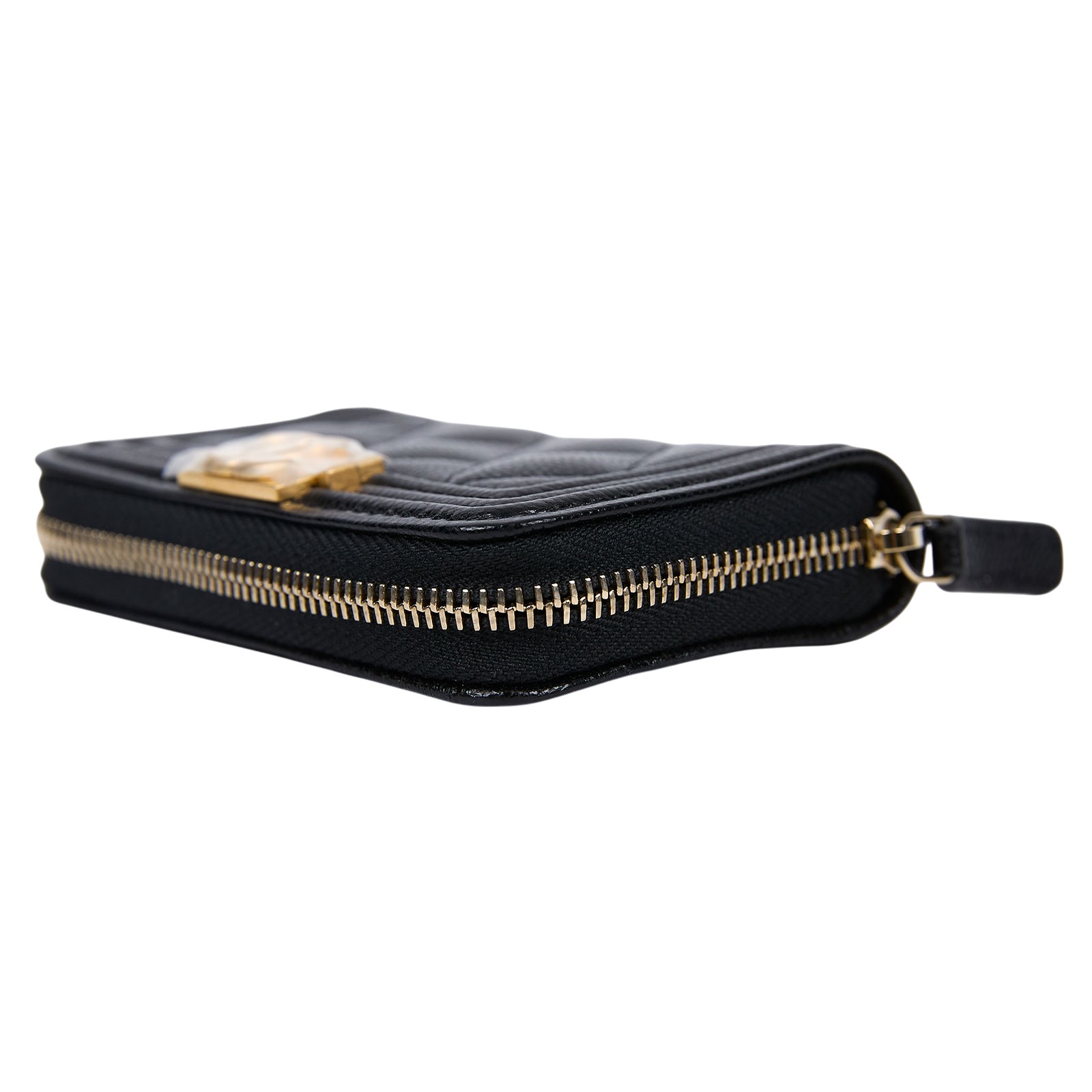 香奈兒 CHANEL BOY 拉鍊 零錢包 A80602 晶片款 黑色BOY拉鍊卡包 原廠盒子/防塵袋