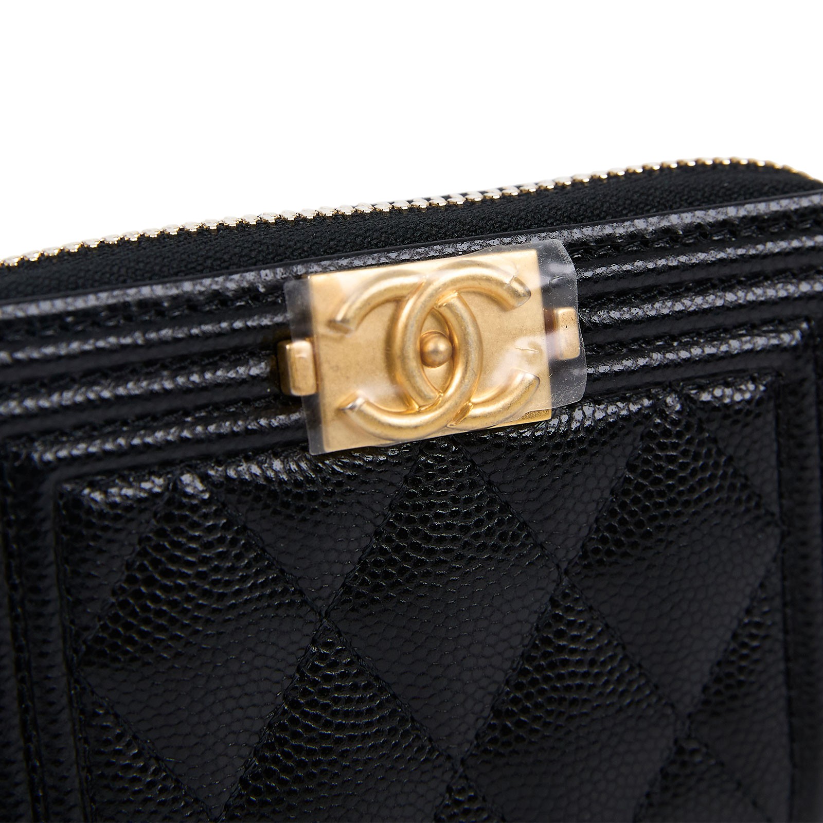 香奈兒 CHANEL BOY 拉鍊 零錢包 A80602 晶片款 黑色BOY拉鍊卡包 原廠盒子/防塵袋