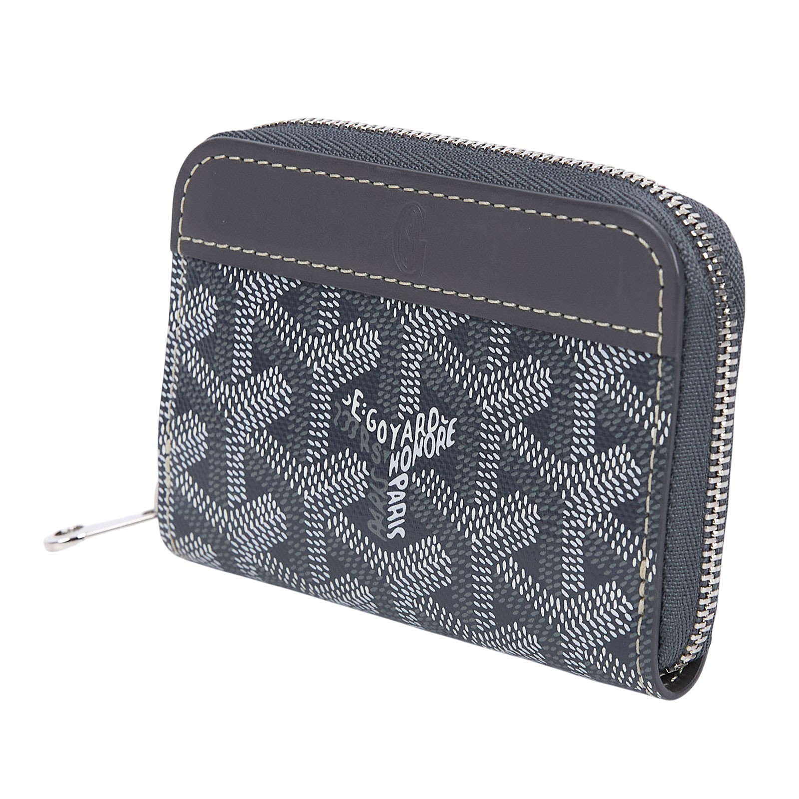 高雅德 GOYARD Matignon Mini Wallet 錢包 拉鍊 短夾 MATIGNMINTY 灰LOGO拉鍊零錢包 原廠盒子