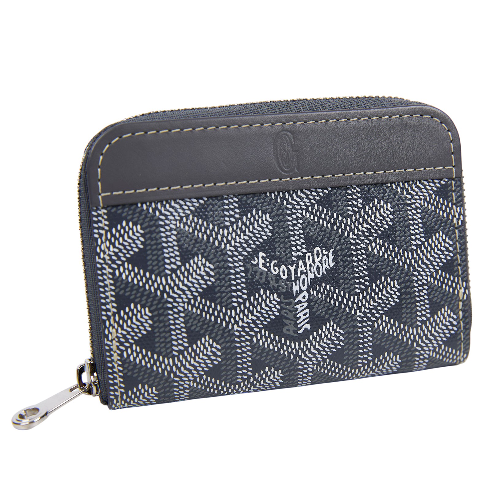 高雅德 GOYARD Matignon Mini Wallet 錢包 拉鍊 短夾 MATIGNMINTY 灰LOGO拉鍊零錢包 原廠盒子