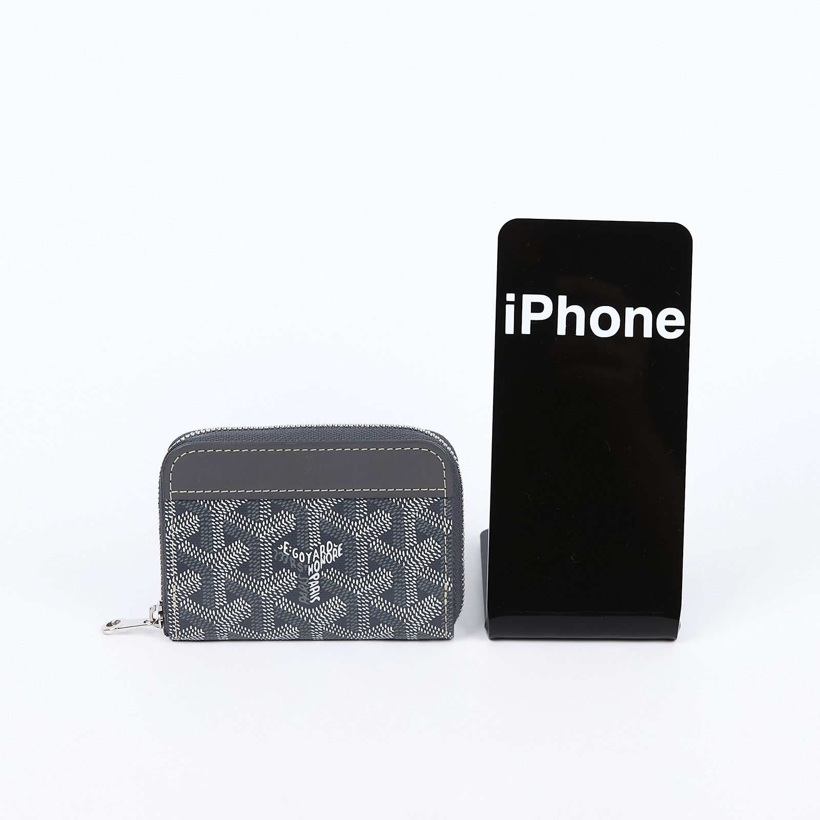 高雅德 GOYARD Matignon Mini Wallet 錢包 拉鍊 短夾 MATIGNMINTY 灰LOGO拉鍊零錢包 原廠盒子