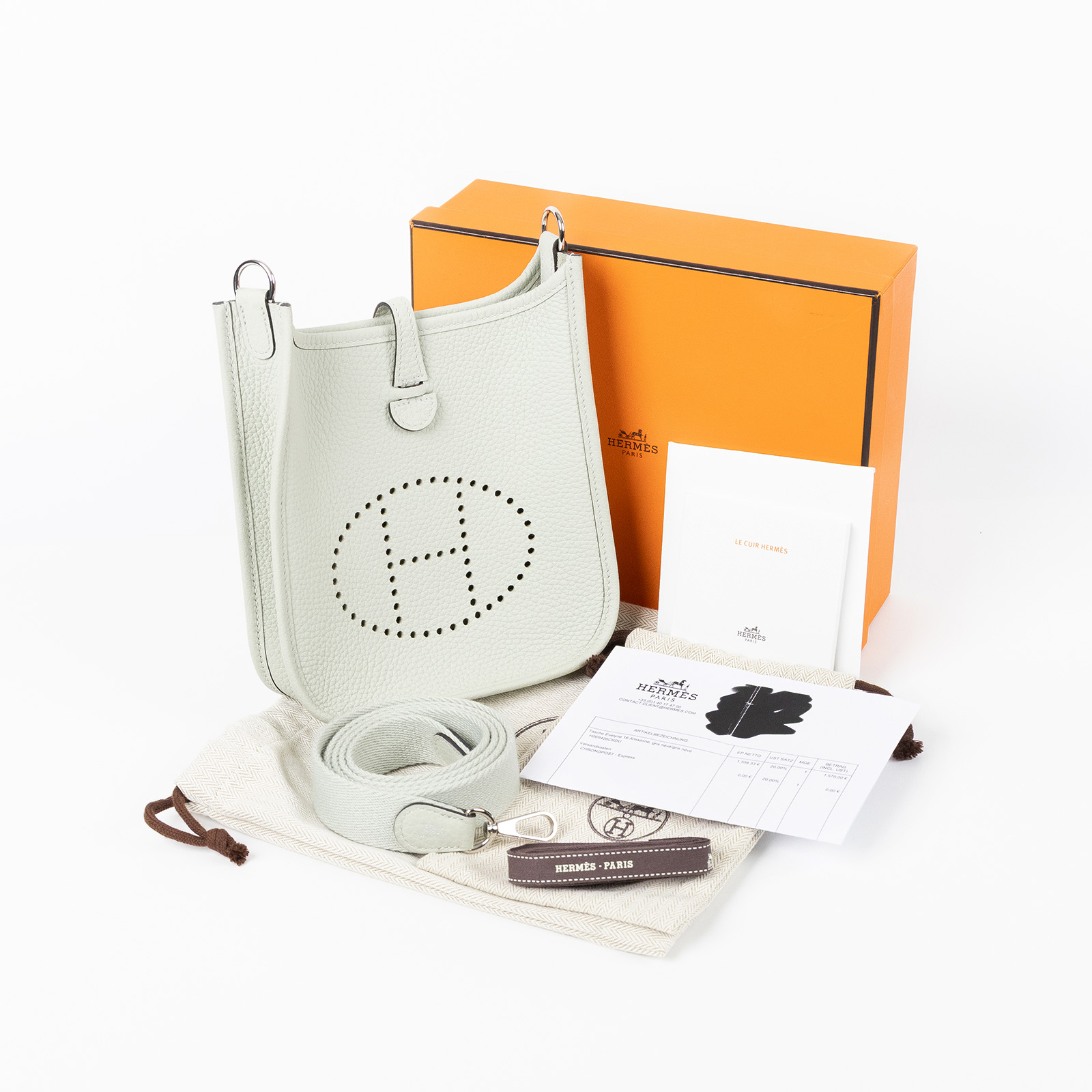 愛馬仕 Hermes Evelyne 16 Amazone bag 伊芙琳包 銀色五金 冰晶灰 H069426CKDU B刻/  防塵袋/原廠盒子/購買證明