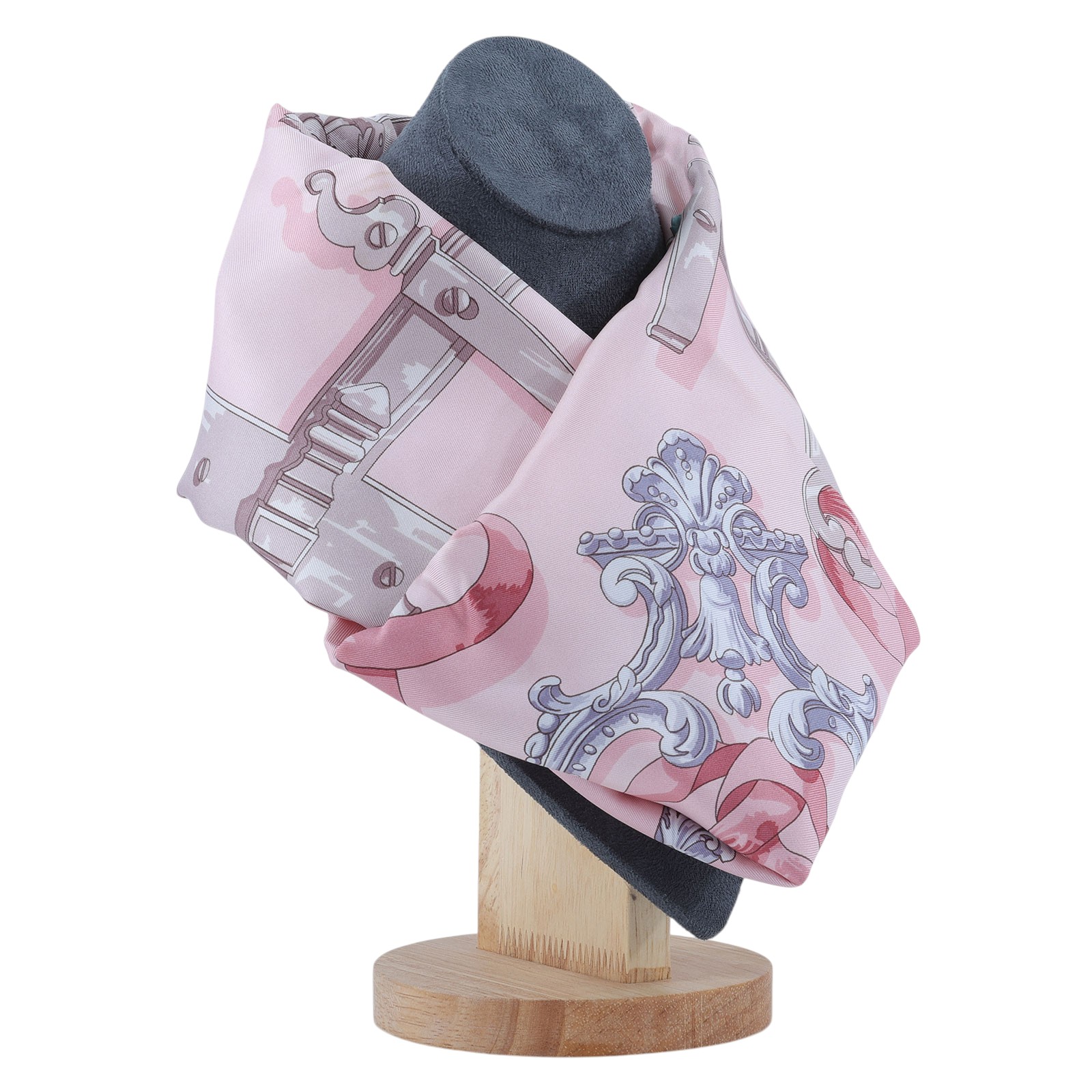 愛馬仕 Hermes Ferronnerie scarf 90 絲巾  粉圖騰絲巾 原廠盒子