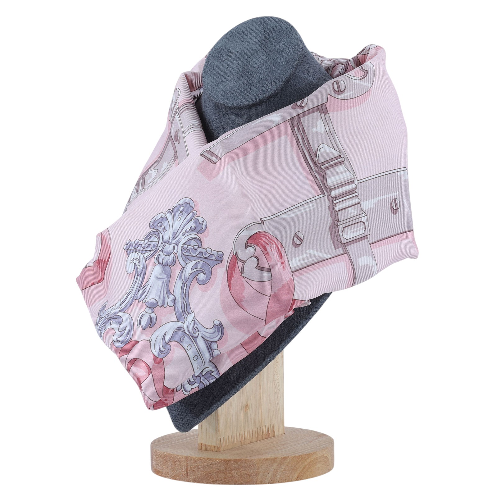 愛馬仕 Hermes Ferronnerie scarf 90 絲巾  粉圖騰絲巾 原廠盒子
